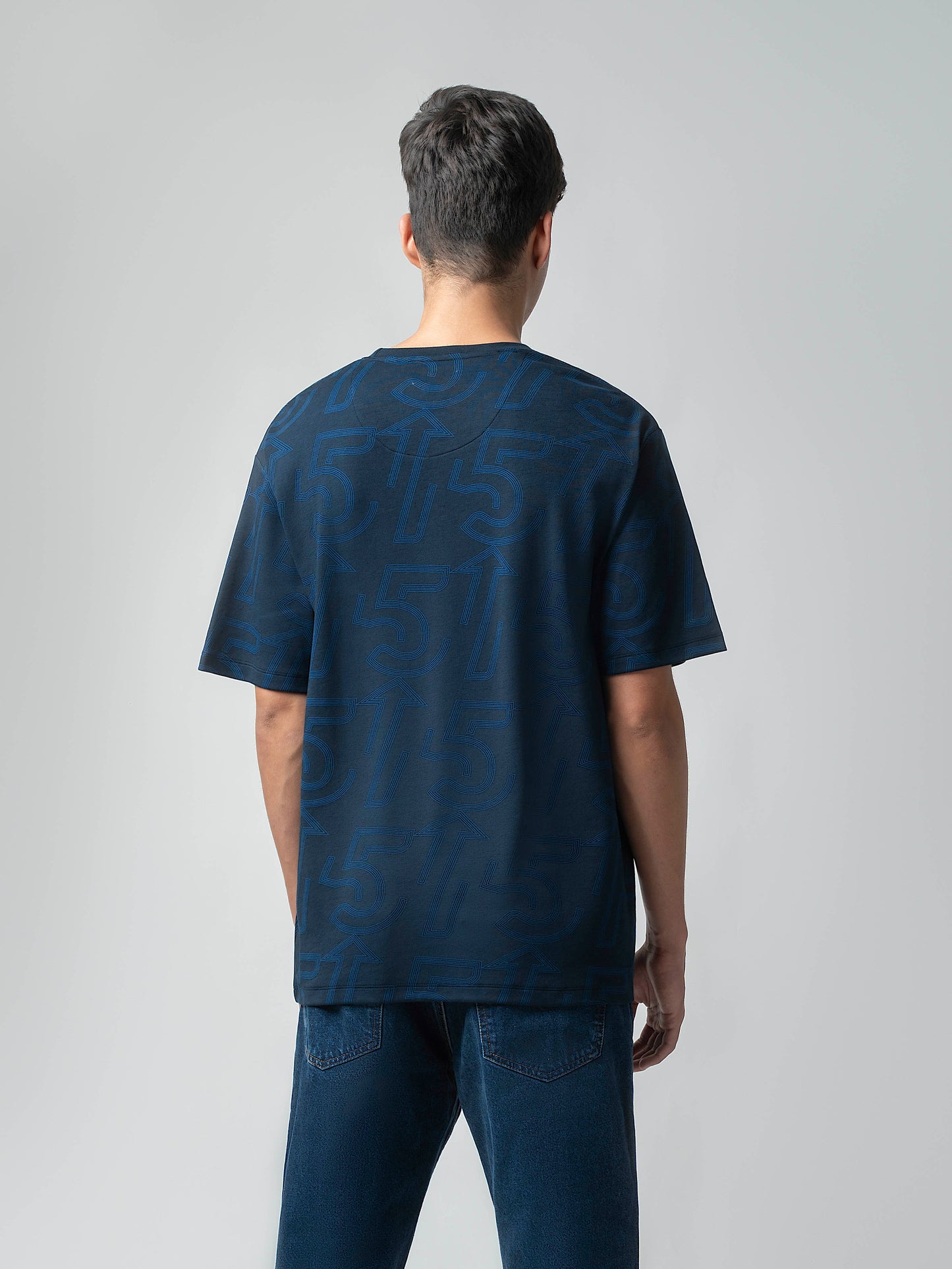 Oversized Supima Cotton Lycra Mens Navy T Shirt
