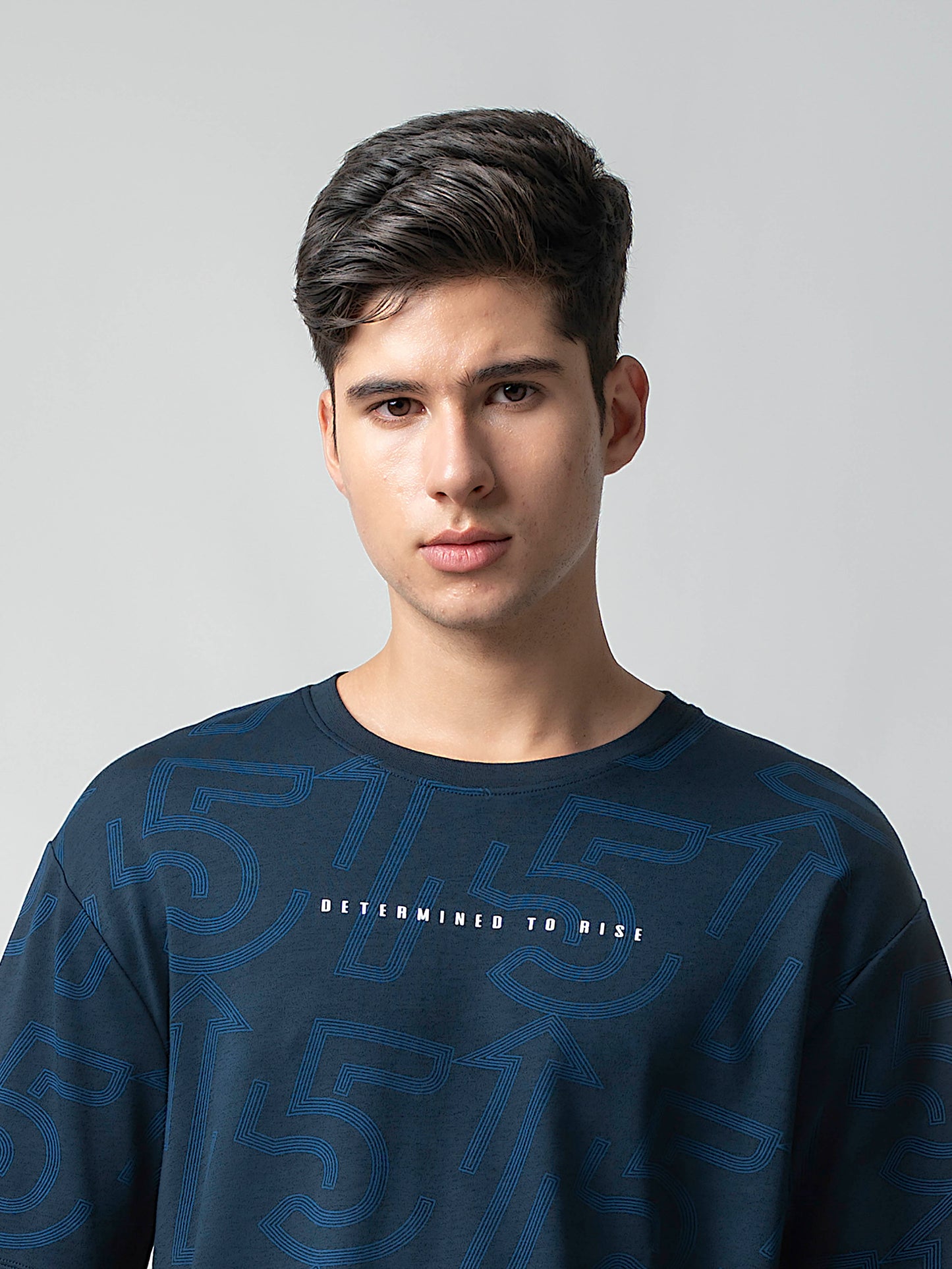 Oversized Supima Cotton Lycra Mens Navy T Shirt