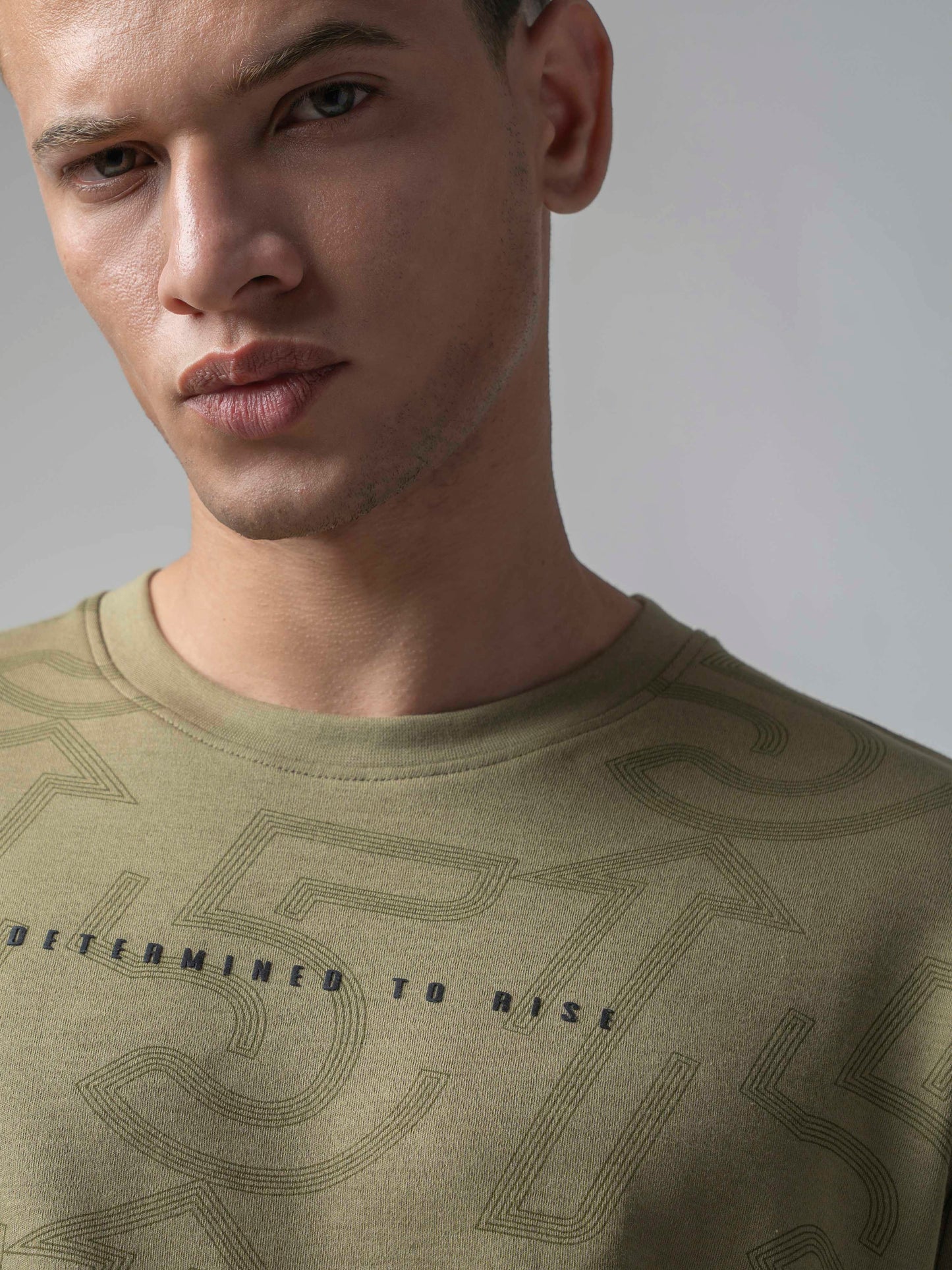 Oversized Supima Cotton Lycra Light Olive T Shirt For Men