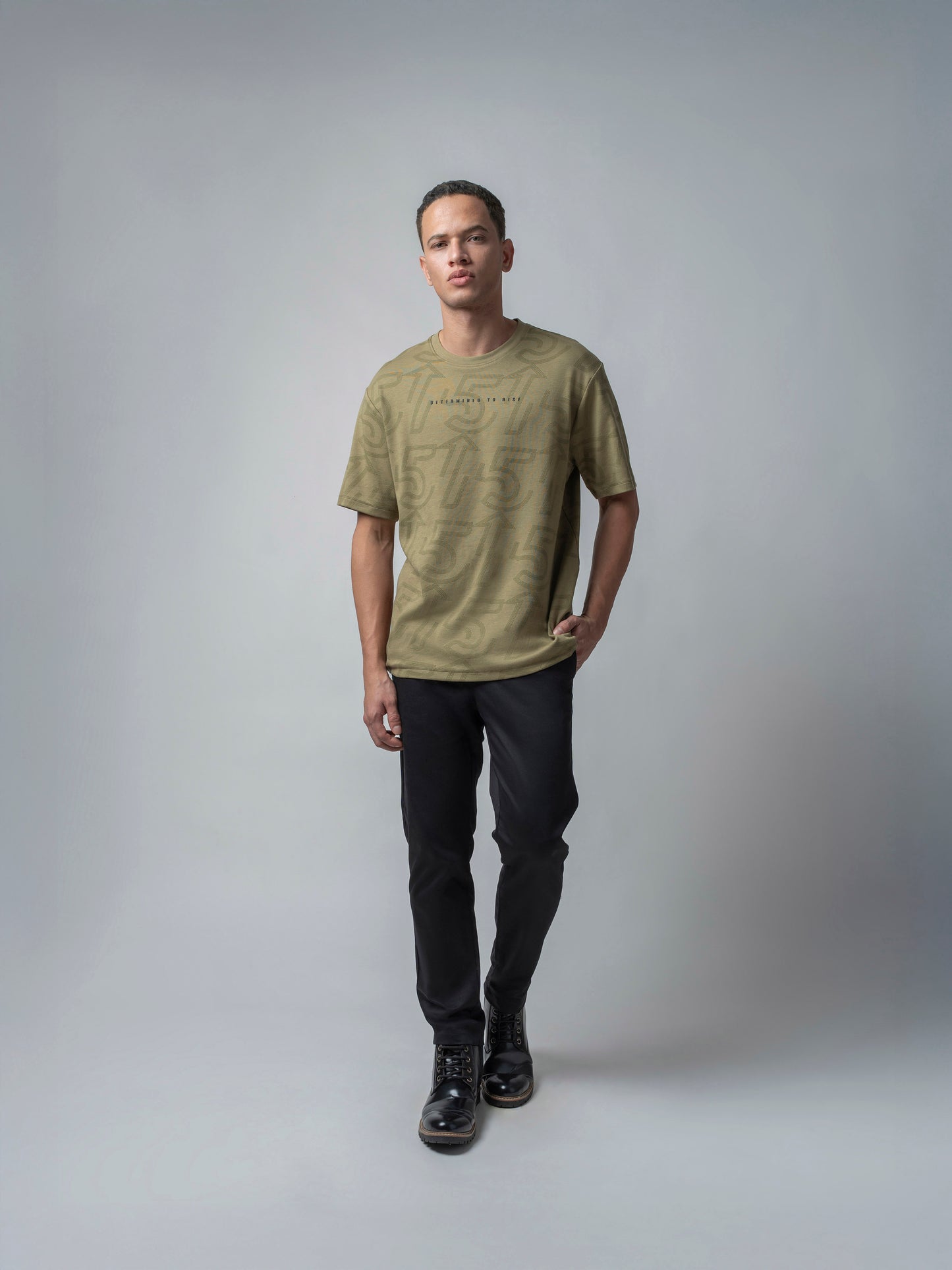 Oversized Supima Cotton Lycra Light Olive T Shirt For Men
