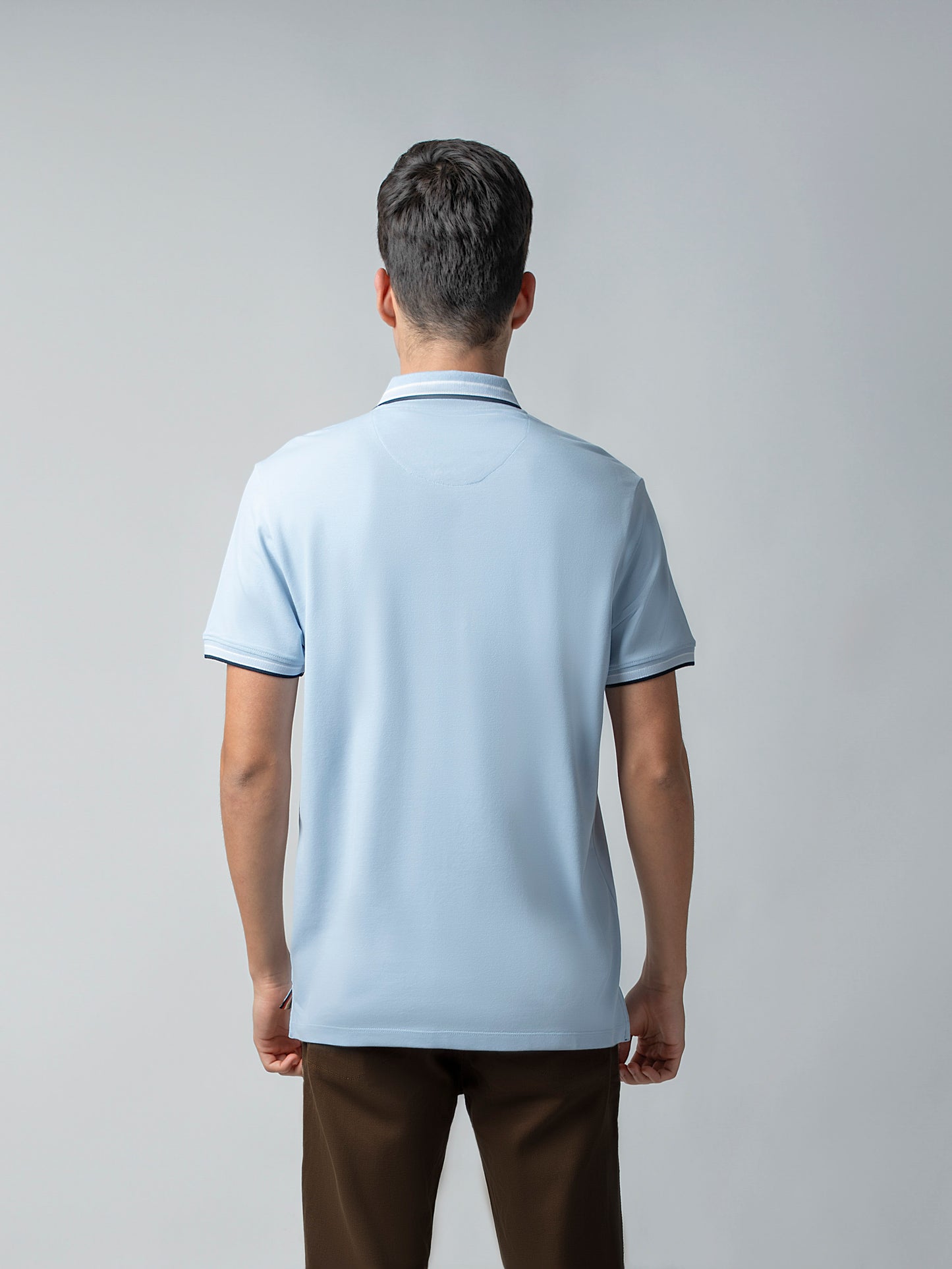 Engyne With Bird's-Eye Texture Light Blue Polo T Shirt
