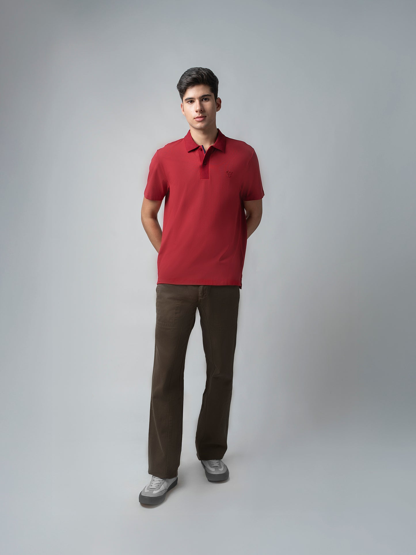 Jersey with Textured & HD Sticker Iconic Emblem Dark Red Polo Men