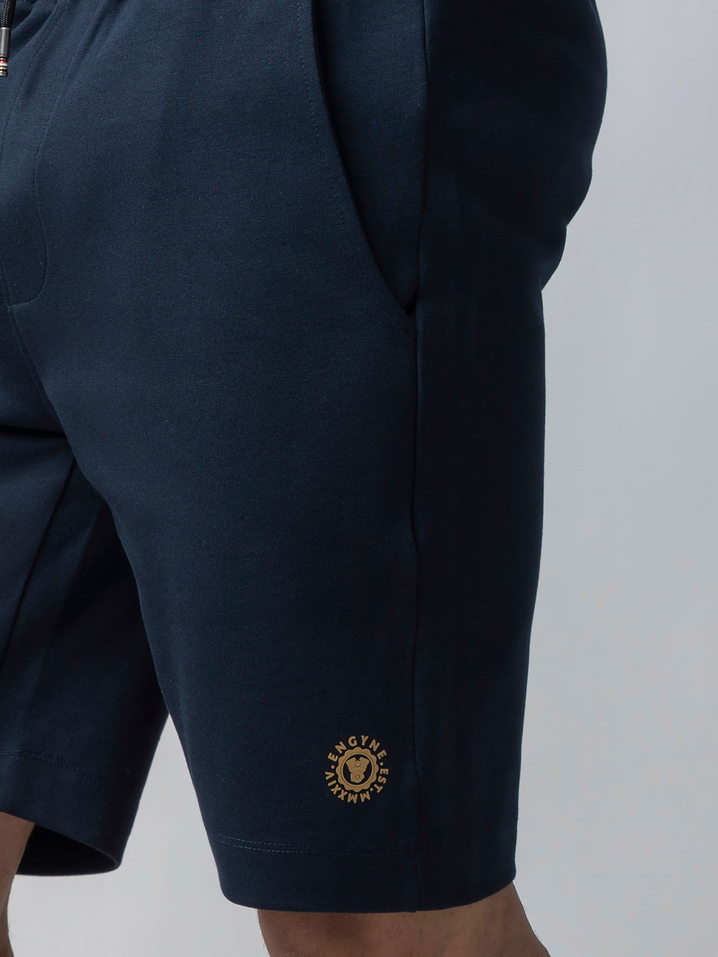 Engyne Essential Shorts with HD Print in Cotton Interlock Navy Men