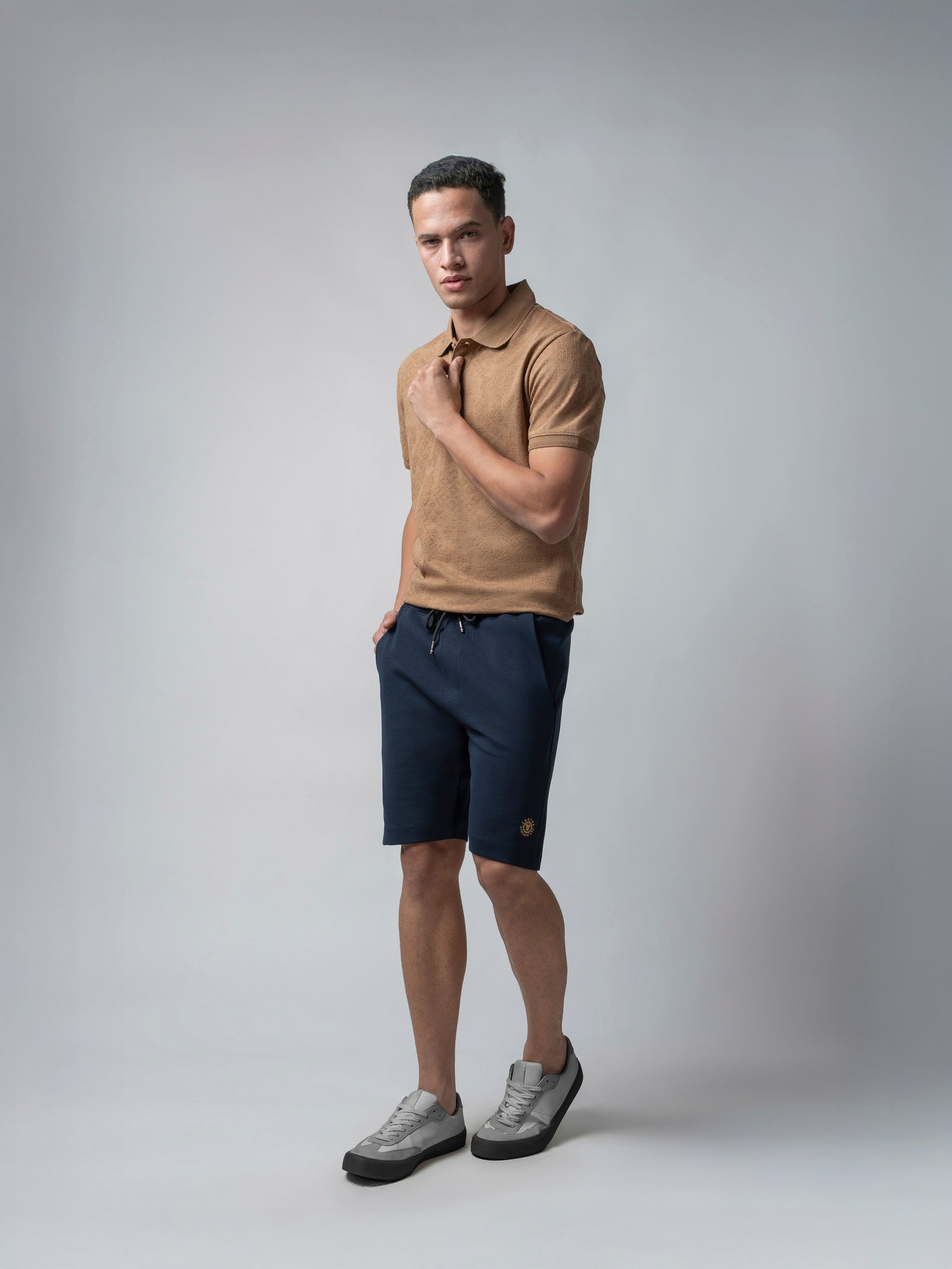 Engyne Essential Shorts with HD Print in Cotton Interlock Navy Men