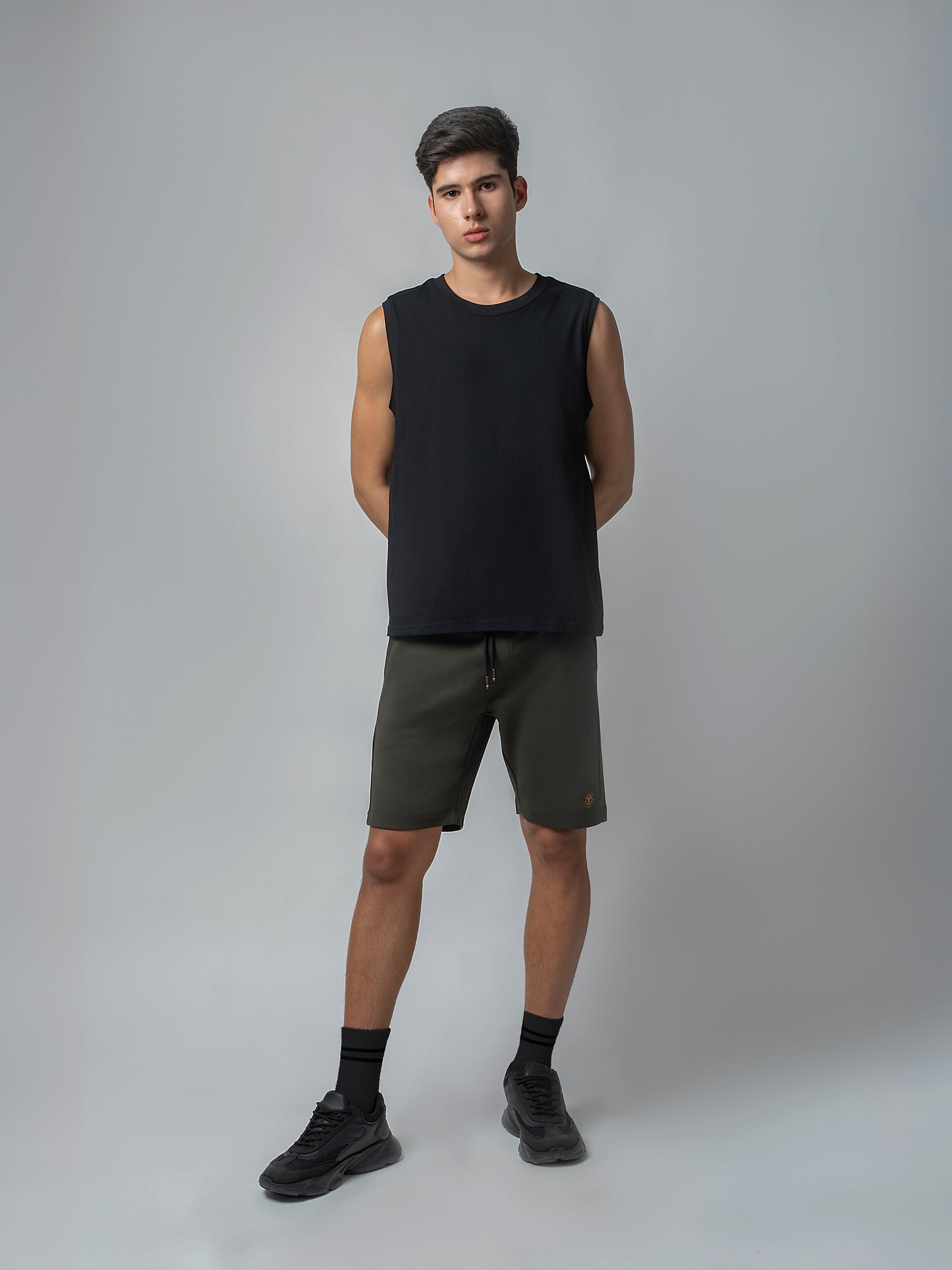 Engyne Shorts with HD Print Cotton Poly Interlock Olive Men Shorts