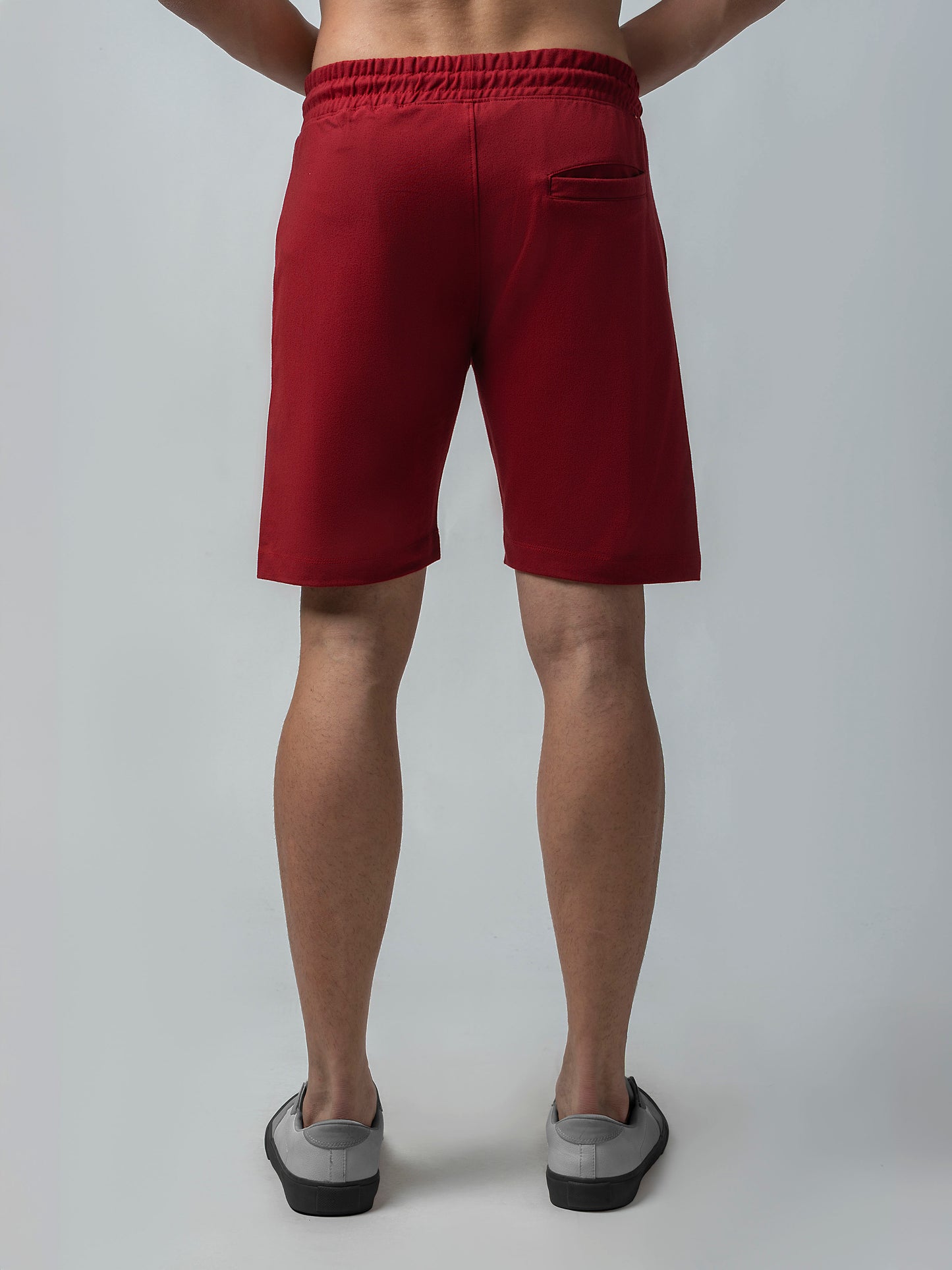 Engyne Essential Shorts with Emblem Logo Cotton Loop Knit Red Men