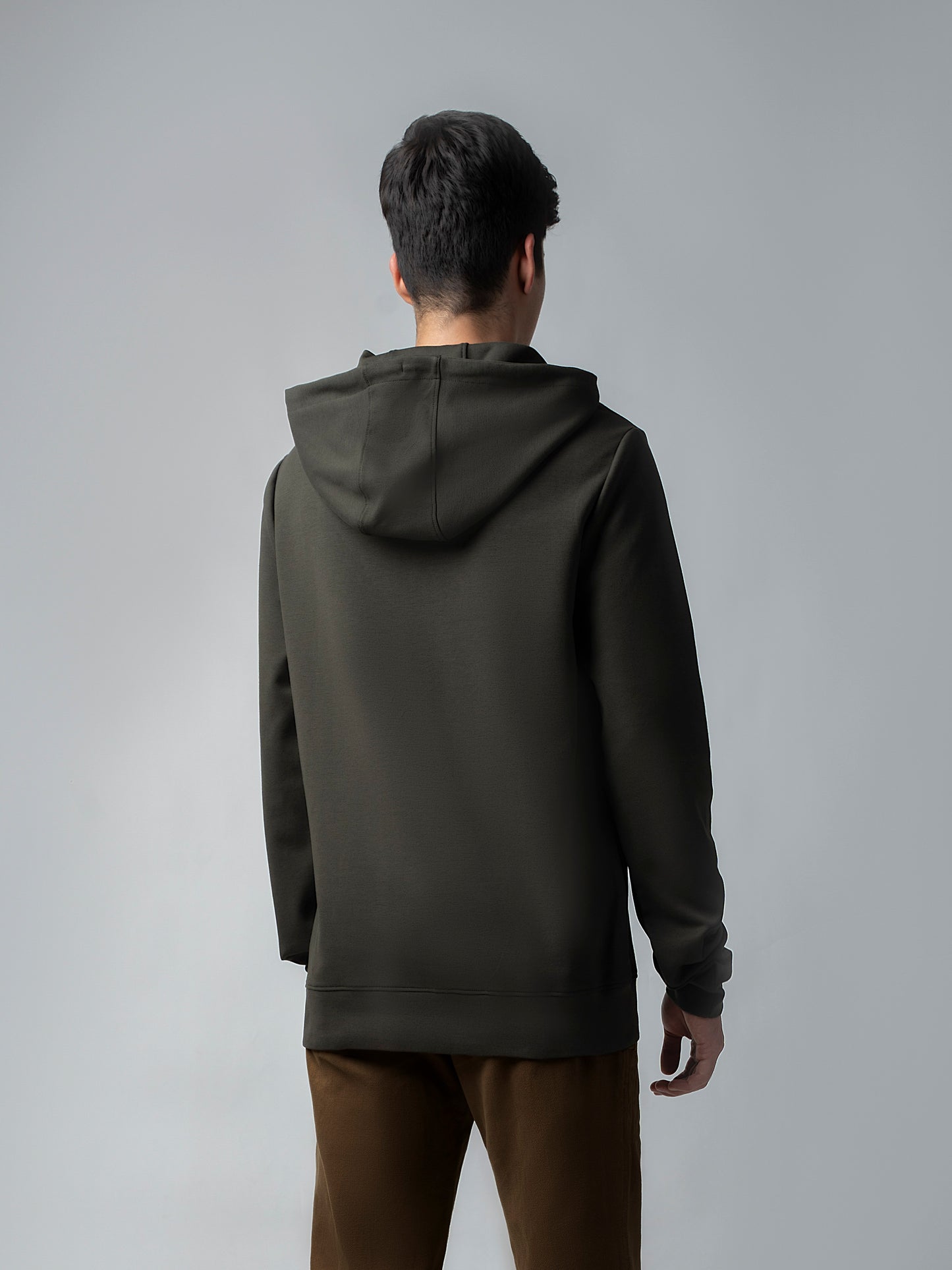 Olive Green Hoodie Sweatshirt with Contrast HD Print