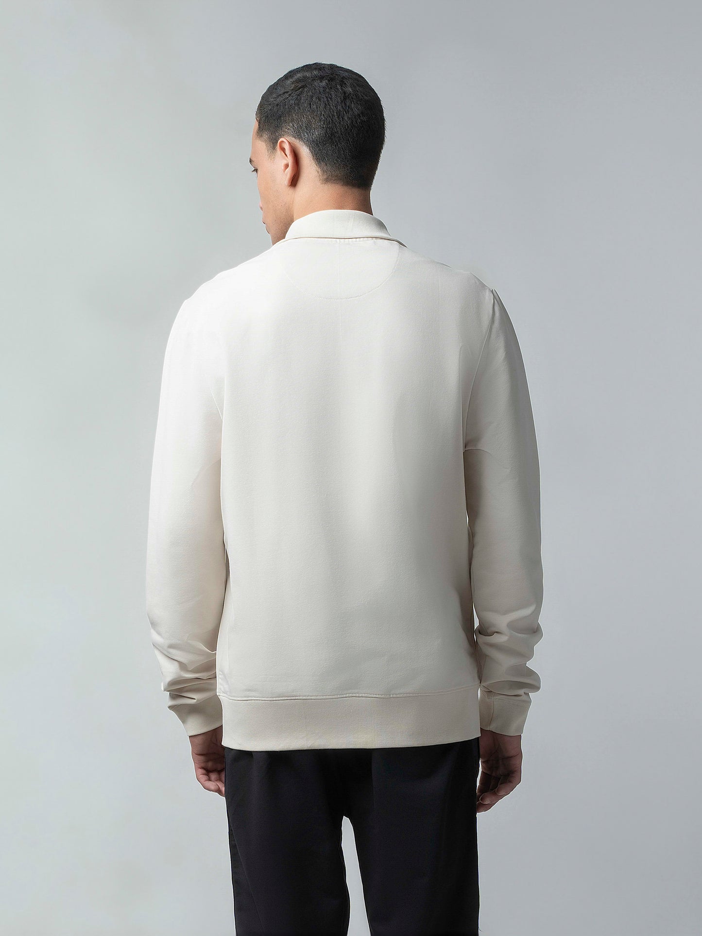 Beige Zipper Sweat Shirt For Men with 4-Color Flag Tape
