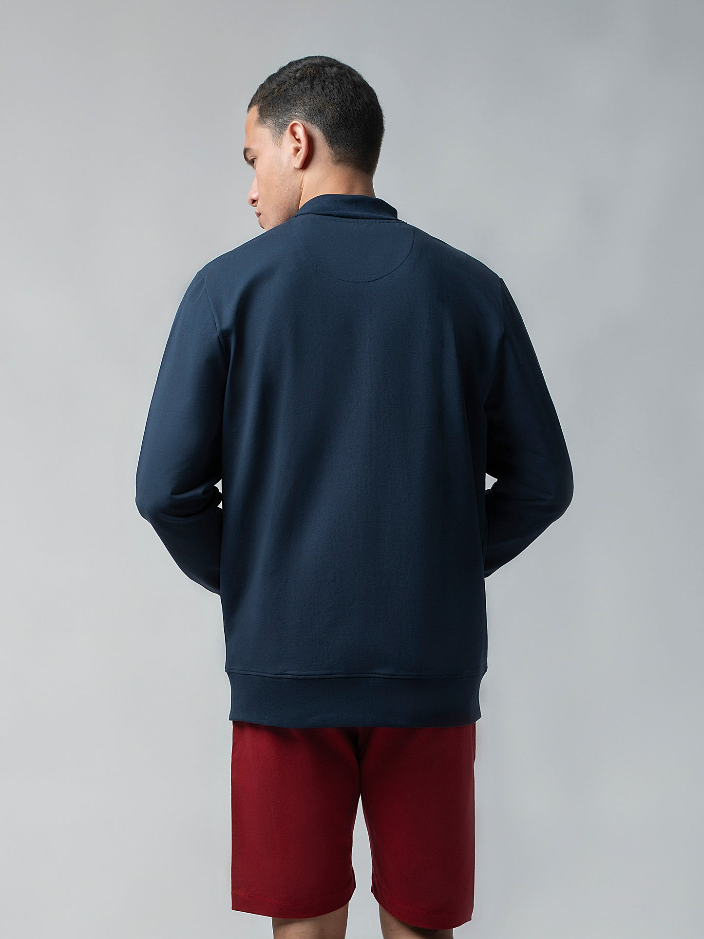 Navy Blue Zip Sweater Shirt with 4-Color Flag Tape