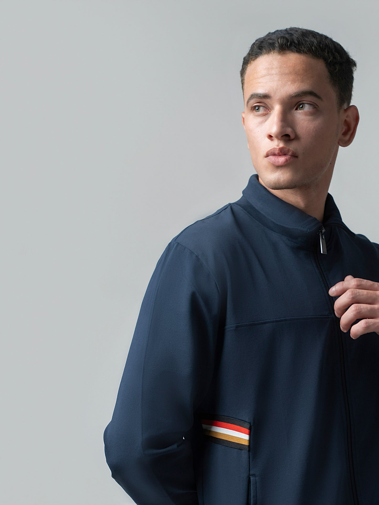 Navy Blue Zip Sweater Shirt with 4-Color Flag Tape