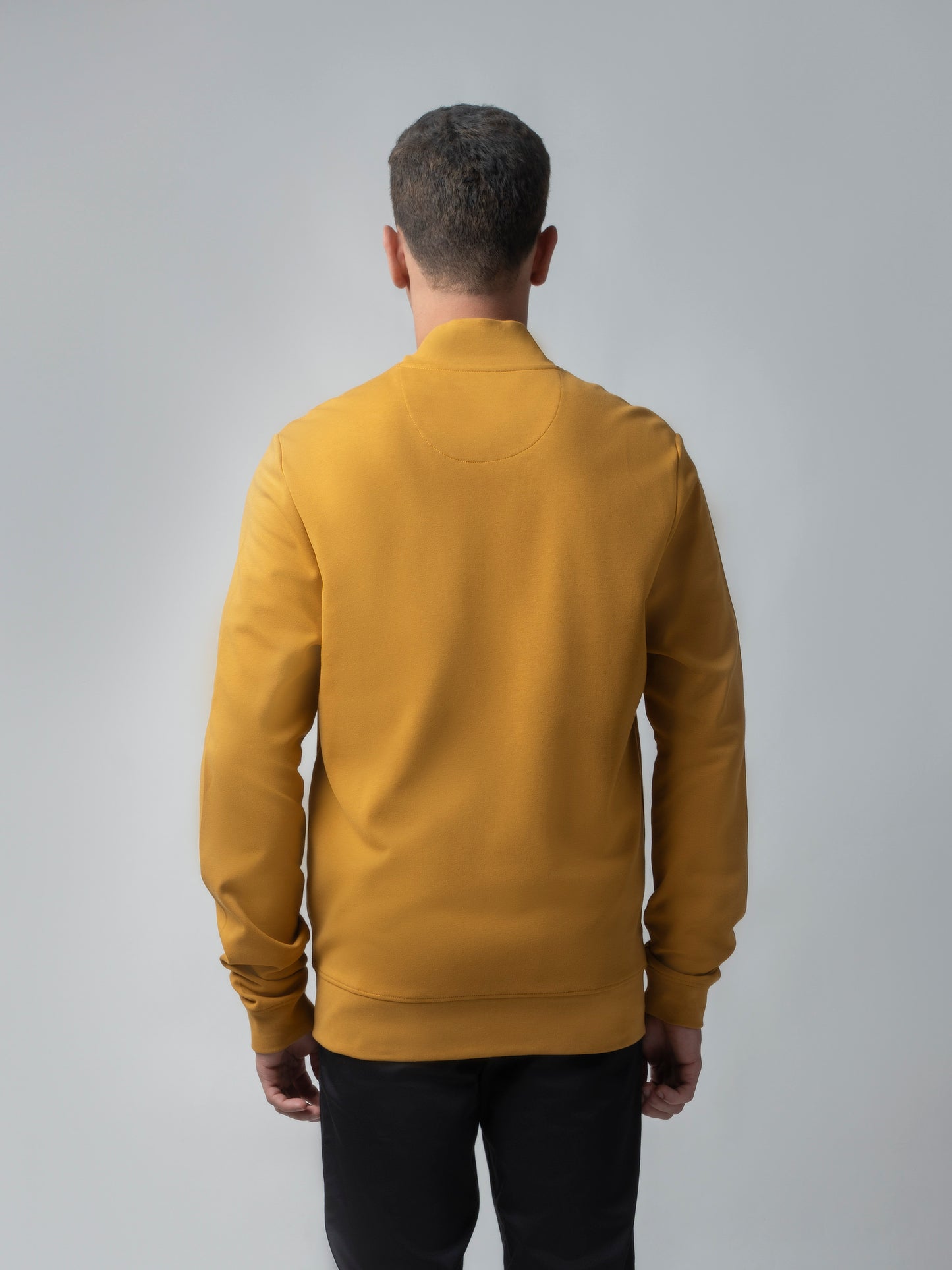 Mustard Gold Baseball Collar Mens Zip Up Sweatshirts
