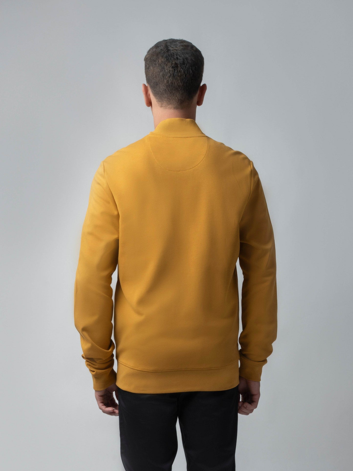 Full Zip Baseball Collar Sweatshirt with Tonal HD Iconic Emblem Logo Mustard Gold - ENGYNE