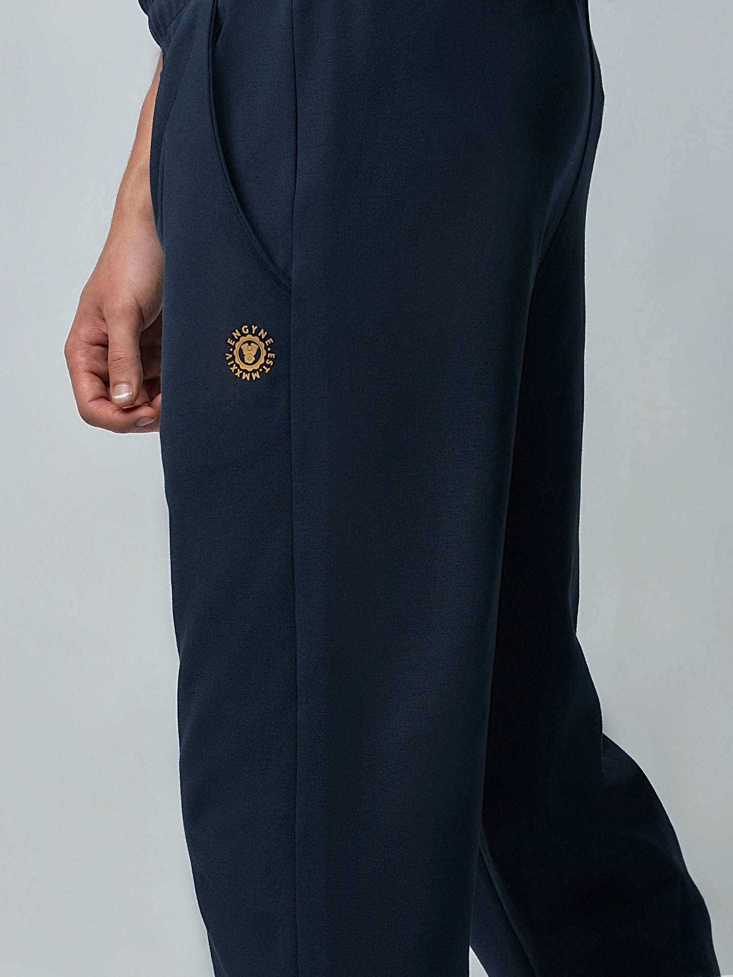 Rougen Cotton Navy Track Pant With Contrast Hd Print