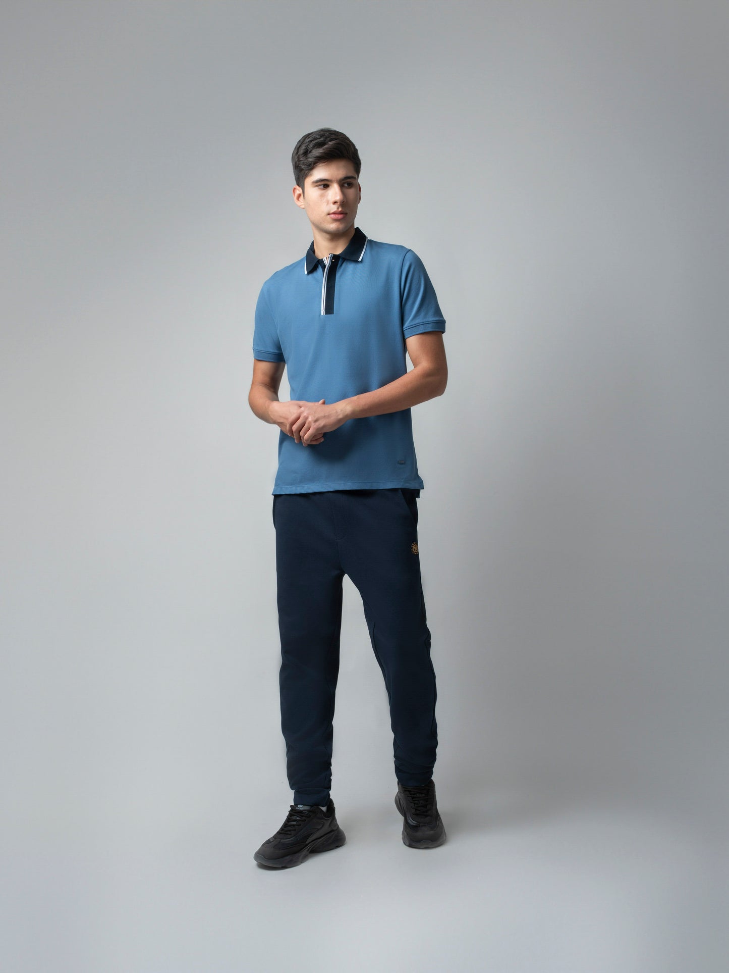 Rougen Cotton Navy Track Pant With Contrast Hd Print