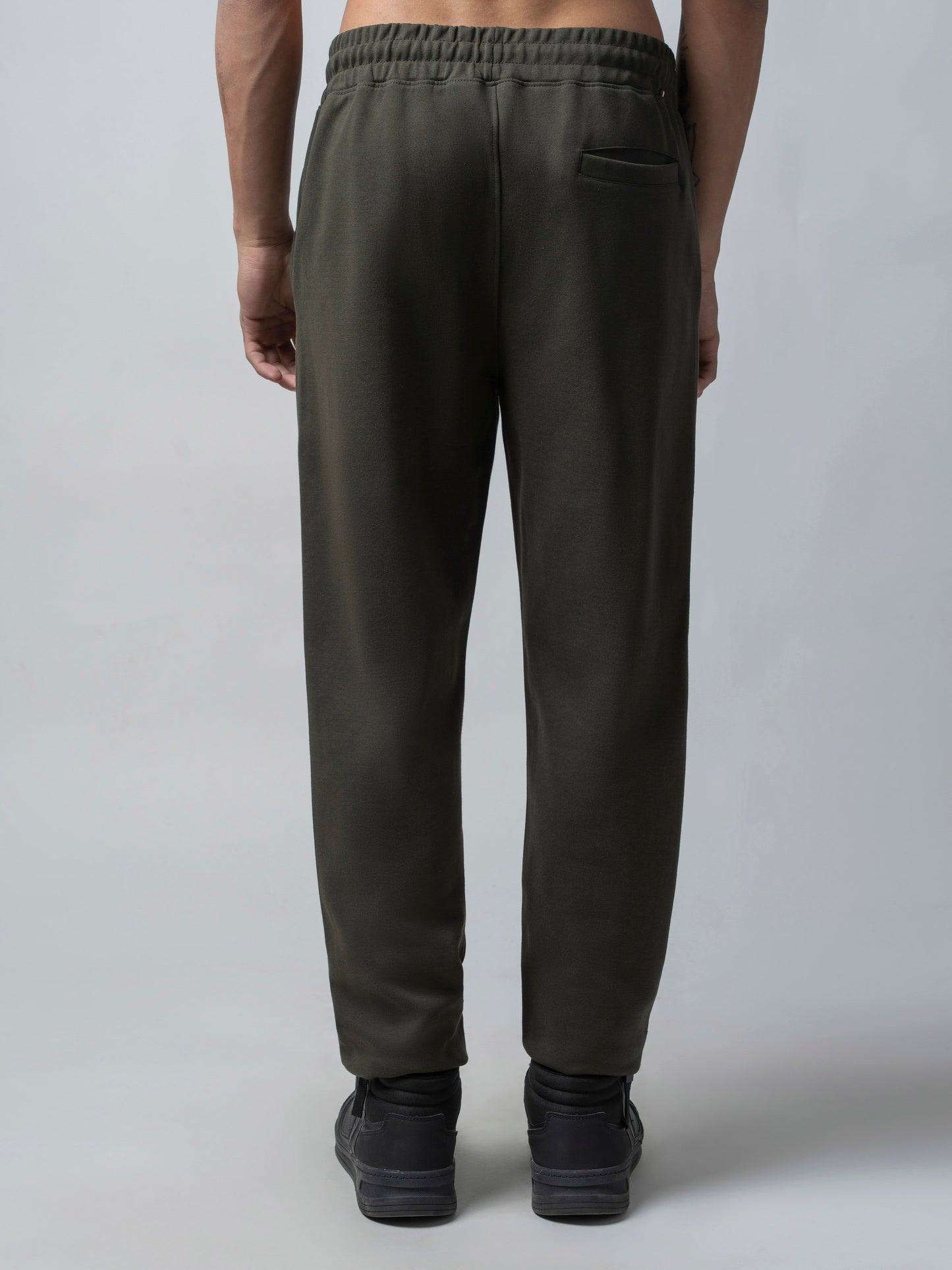 Olive Mens Track Pants With Contrast HD Print