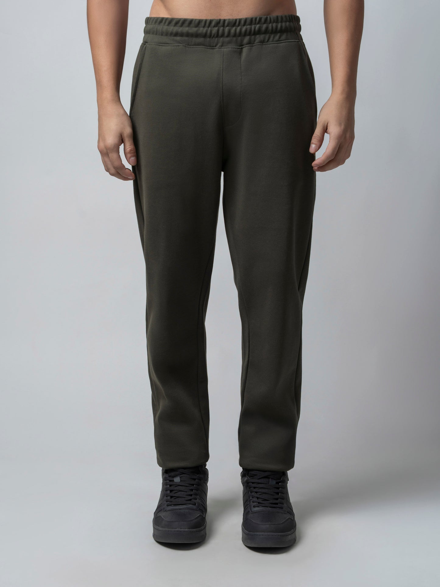 Olive Mens Track Pants With Contrast HD Print
