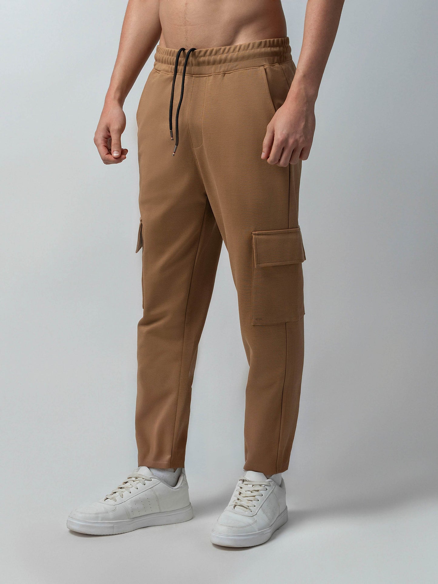 Trackpant with Dual Cargo Pockets in Rougen Cotton Poly Elastane Interlock - ENGYNE