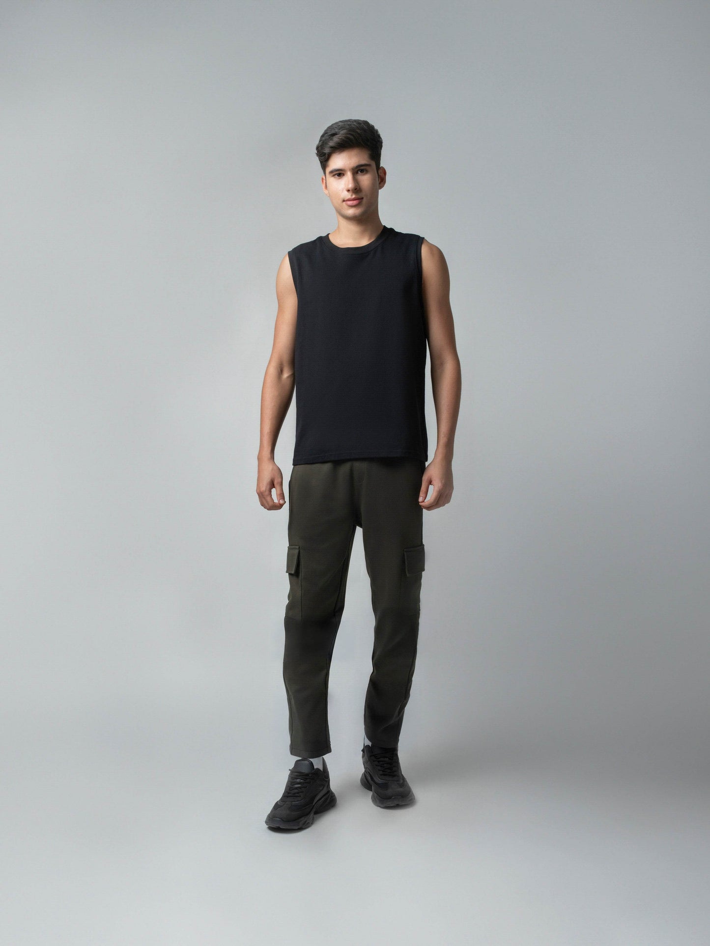 Trackpant with Dual Cargo Pockets in Rougen Cotton Poly Elastane Interlock - ENGYNE