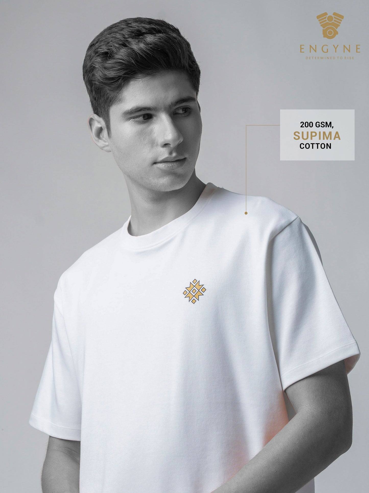 Supima Cotton Lycra White Oversize T Shirt for Men