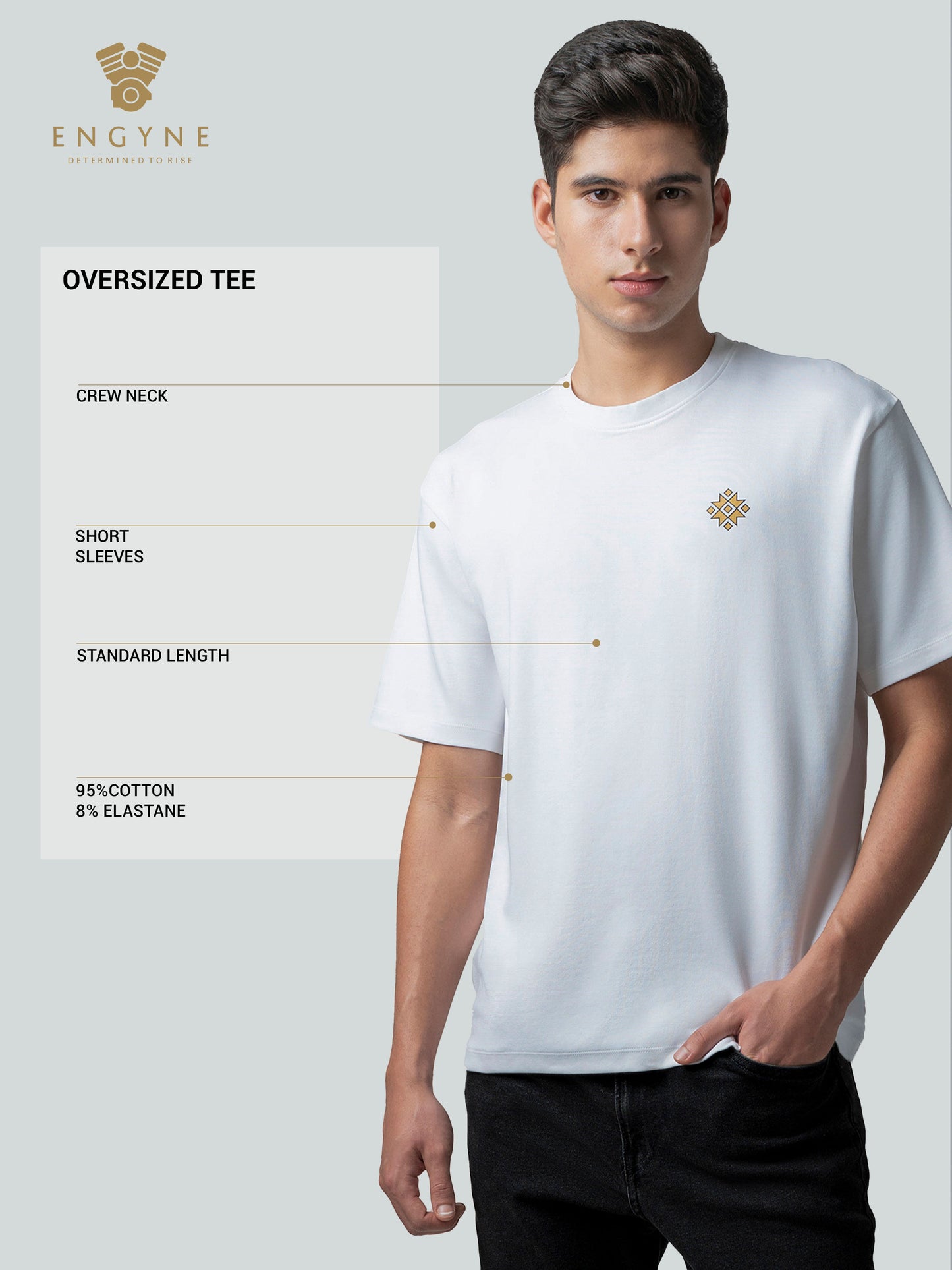 Supima Cotton Lycra White Oversize T Shirt for Men