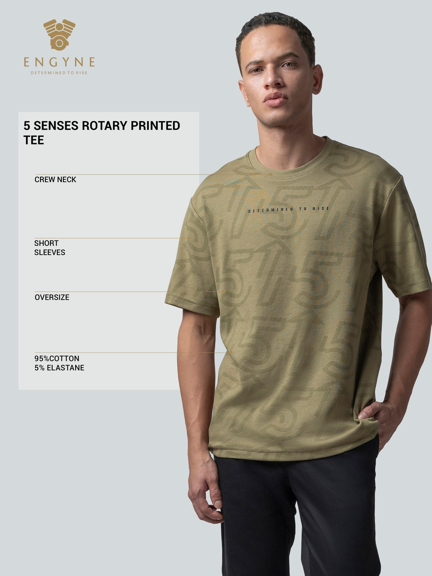 Oversized Supima Cotton Lycra Light Olive T Shirt For Men