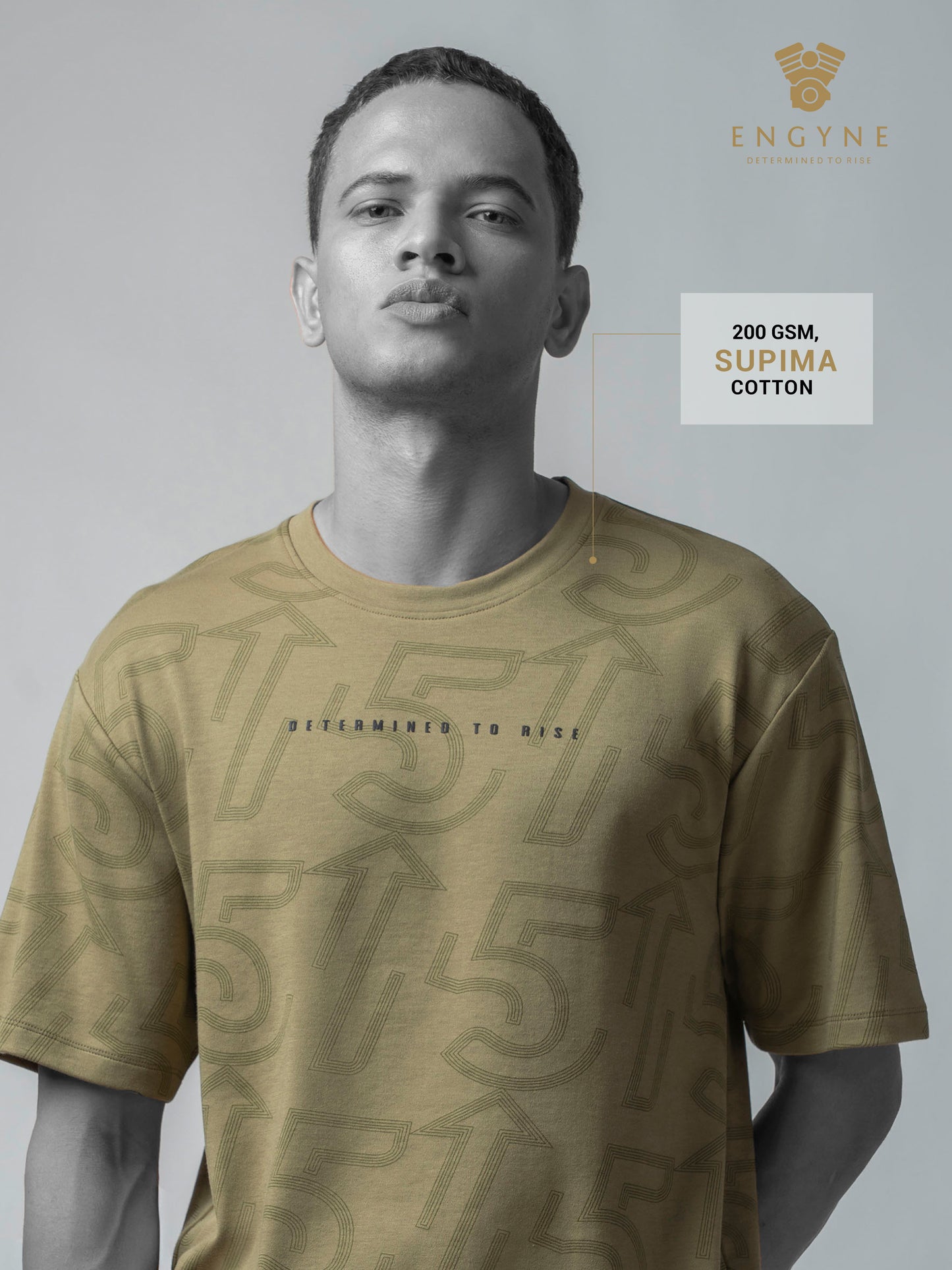 Oversized Supima Cotton Lycra Light Olive T Shirt For Men