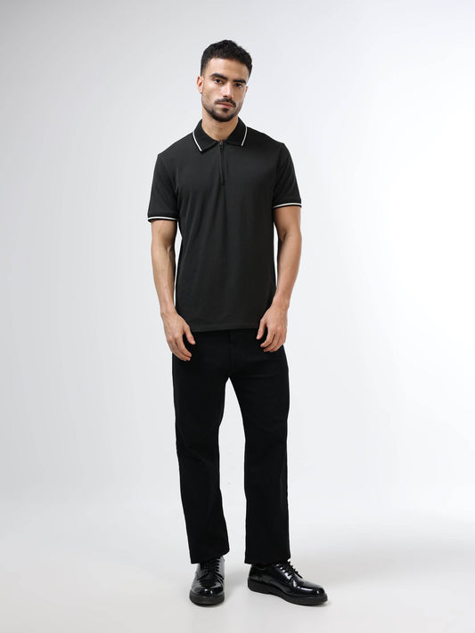 Supima Cotton Lycra Piqué with Flat-Knit Collar and cuff, Zipper Placket with Tonal HD Branding Dark Olive Polo - ENGYNE