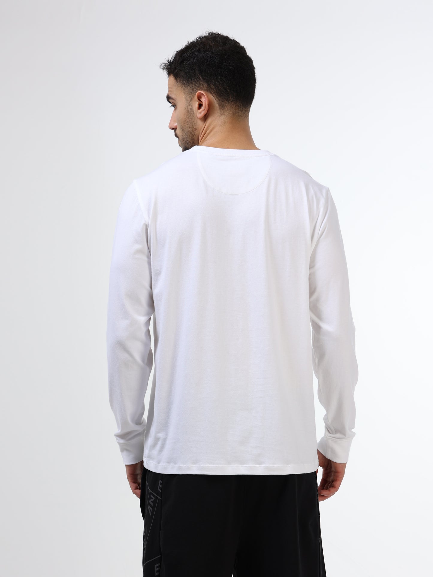 Regular-fit Full-Sleeve T-shirt in Supima Cotton Lycra with Rainbow Reflective Print Detailing - White