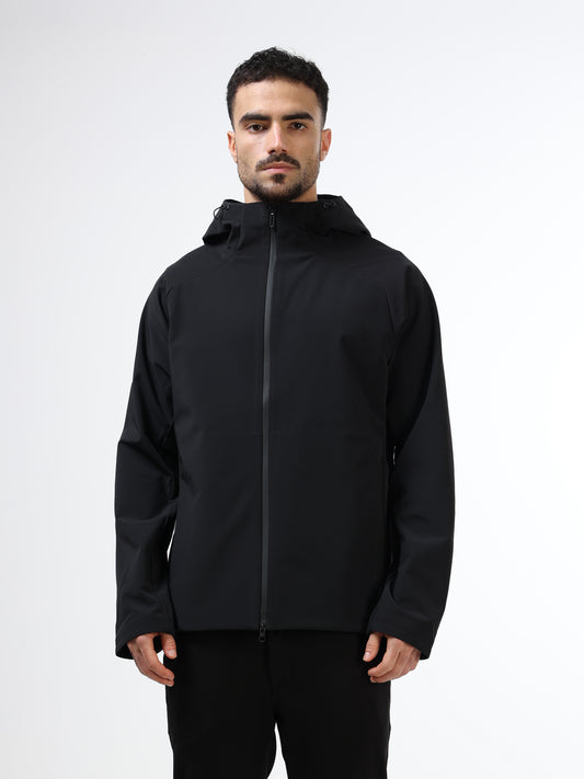 Black Solid Full Zip Hooded Jacket