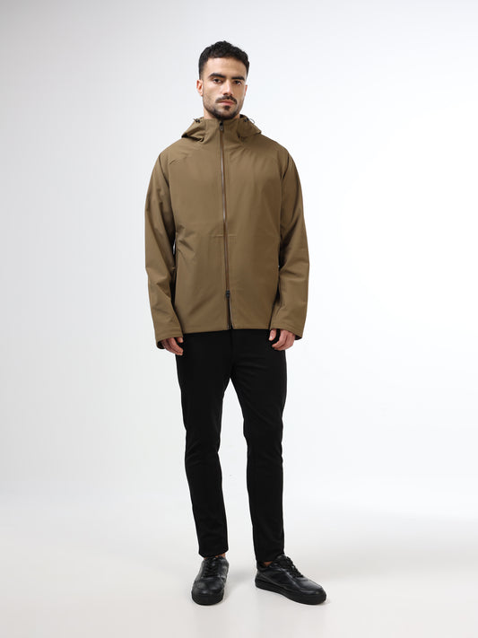 Shadow Flux Hooded Full Zip Jacket Beige