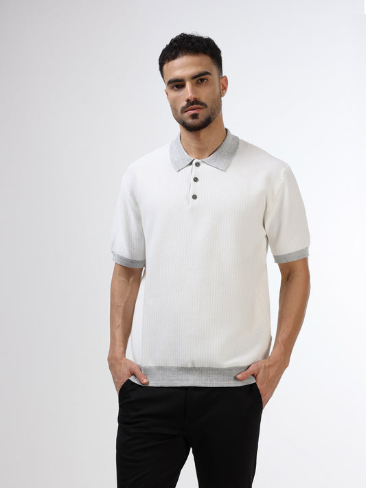 Men’s white knit polo tshirt
