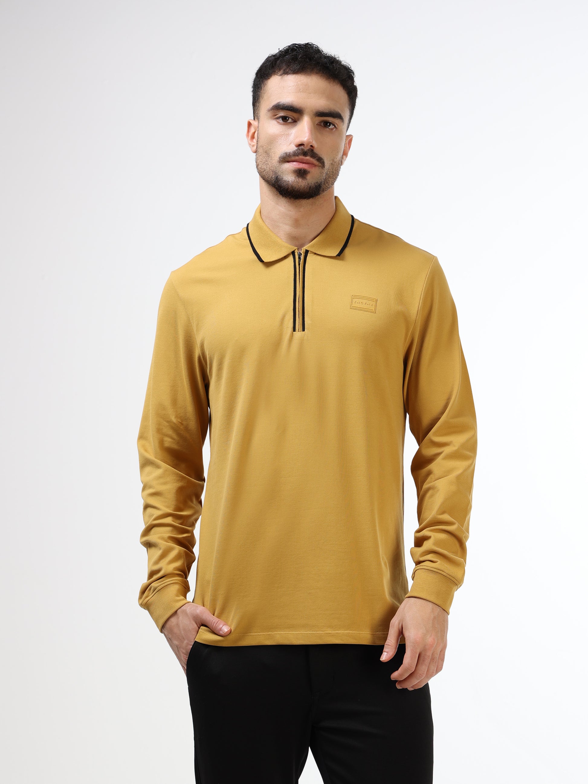 Men’s mustard yellow polo t-shirt