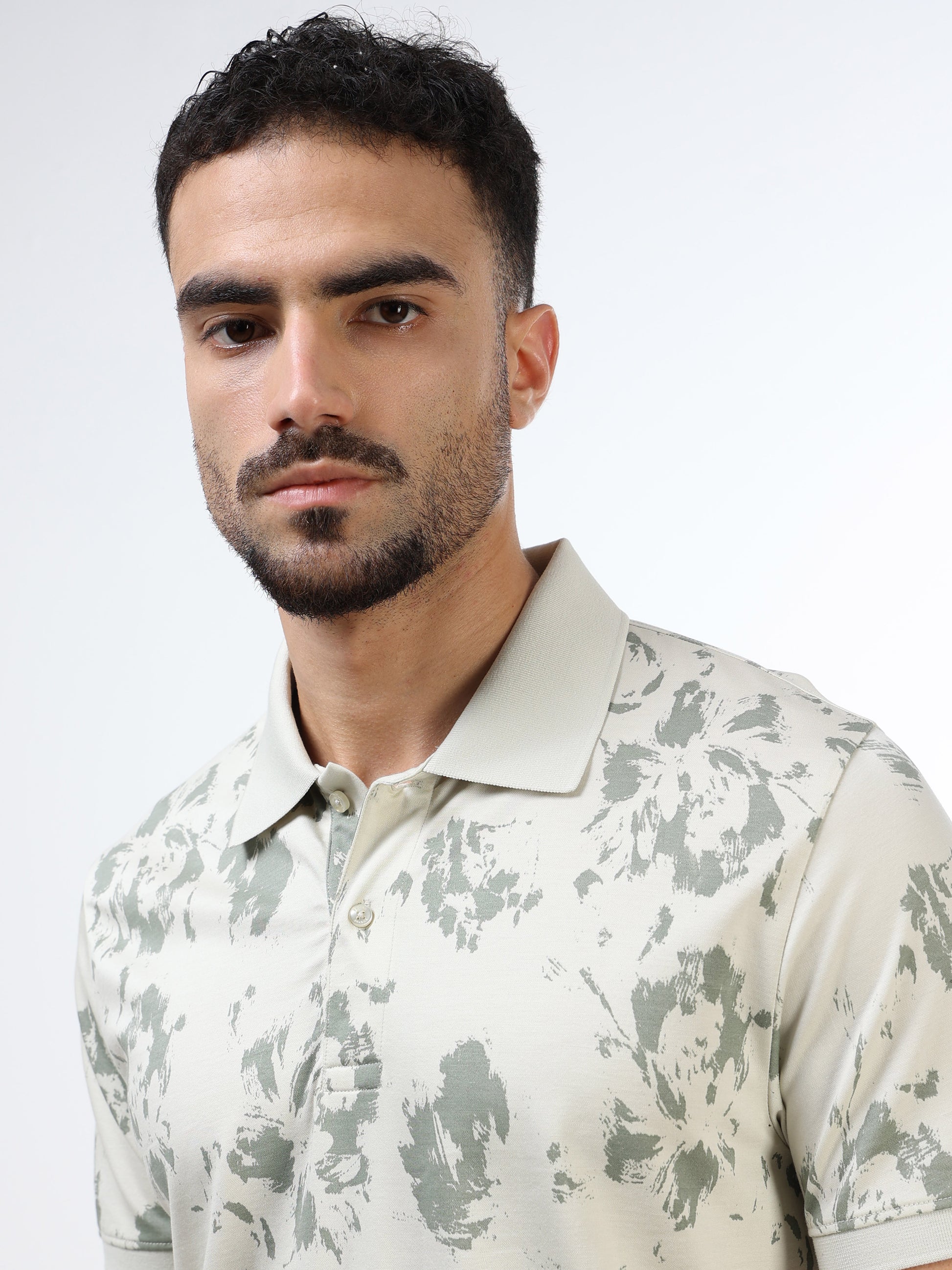 Men's light green polo t-shirt