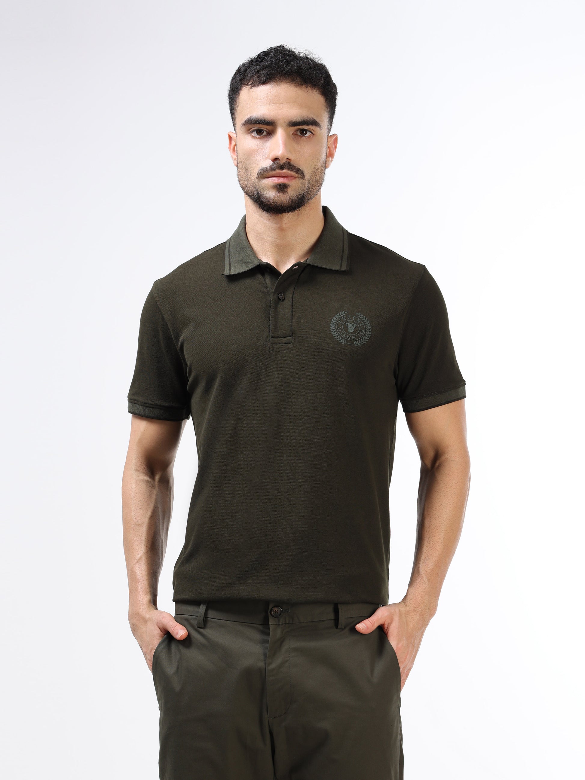 Men’s olive polo t-shirt