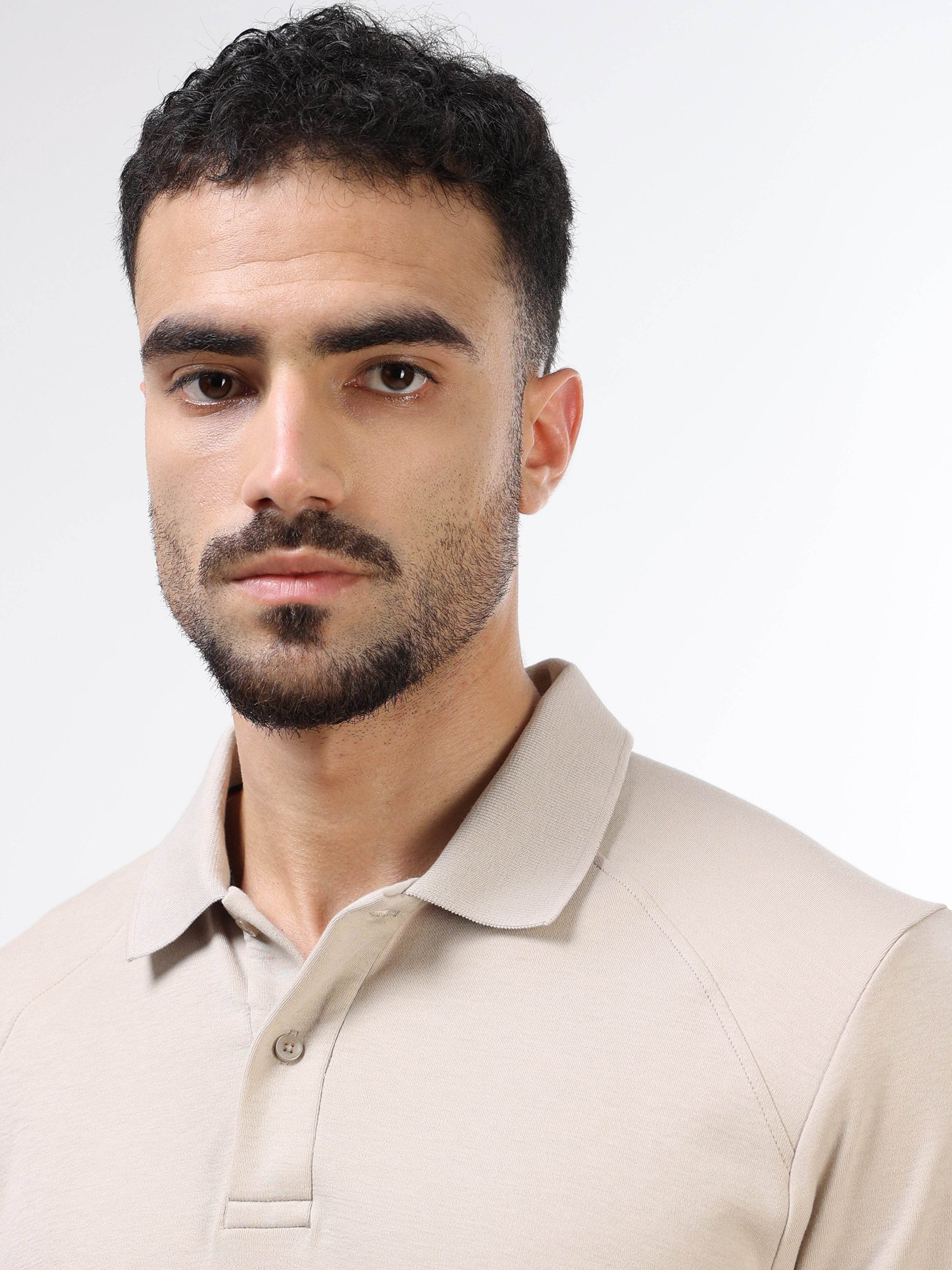 Engyne Metal Tab Raglan Polo Sand - ENGYNE