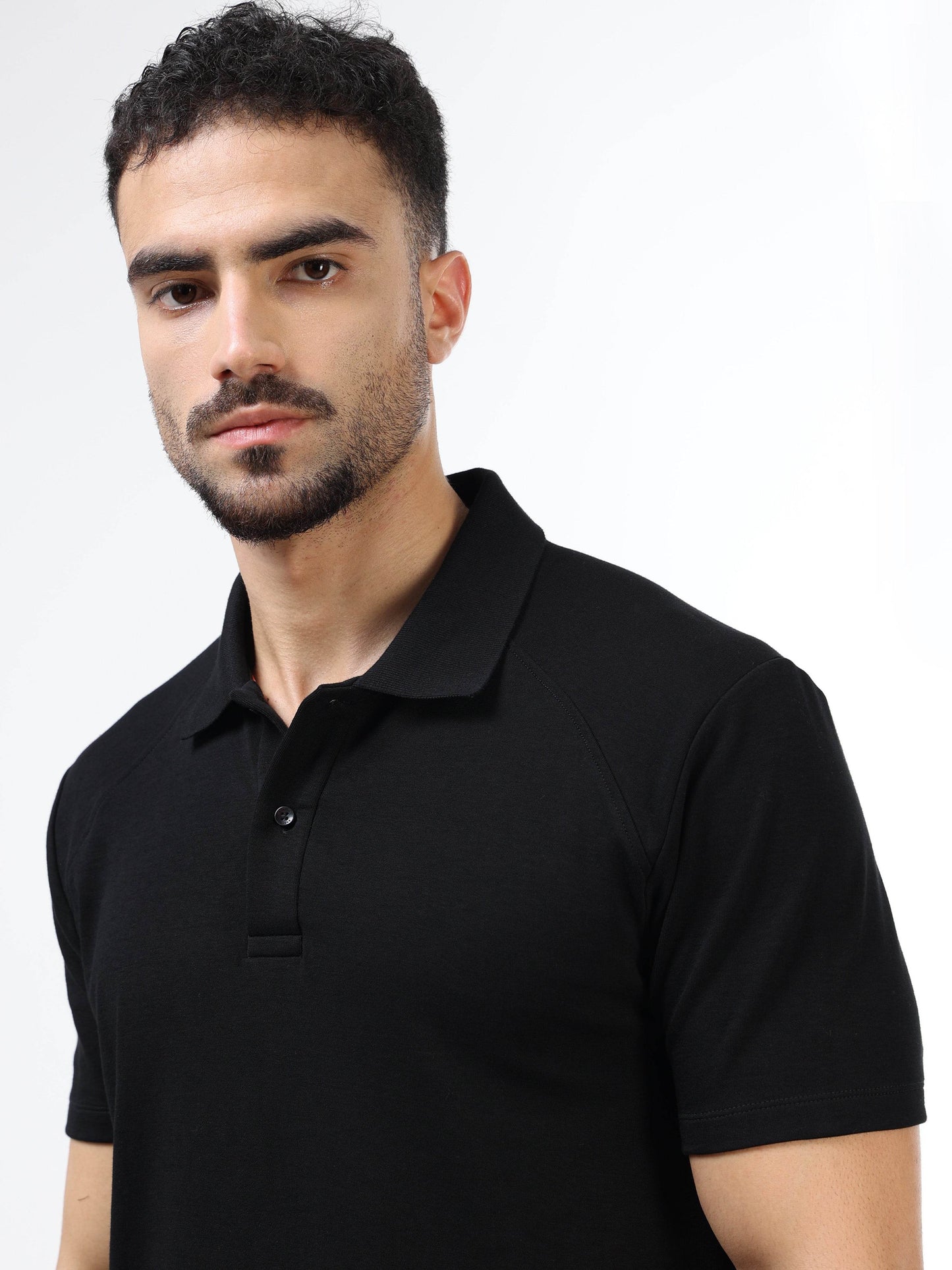 Engyne Metal Tab Raglan Polo Black - ENGYNE