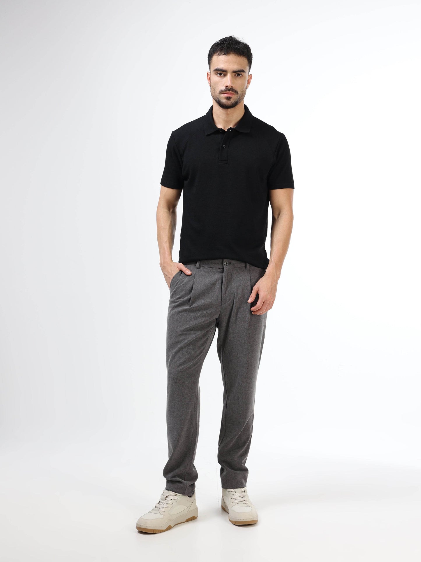 Engyne Metal Tab Raglan Polo Black - ENGYNE