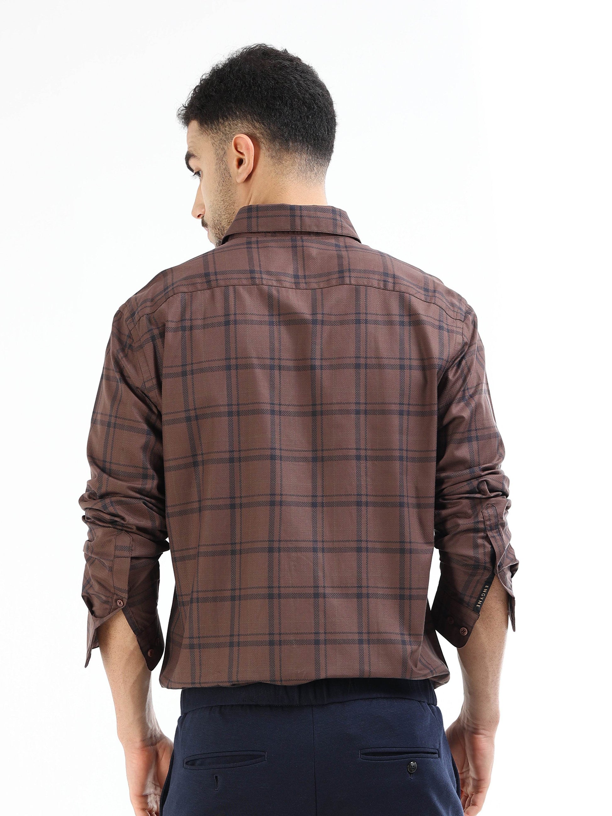 Heritage Plaid Check Full Sleeve Shirt - Brown - ENGYNE