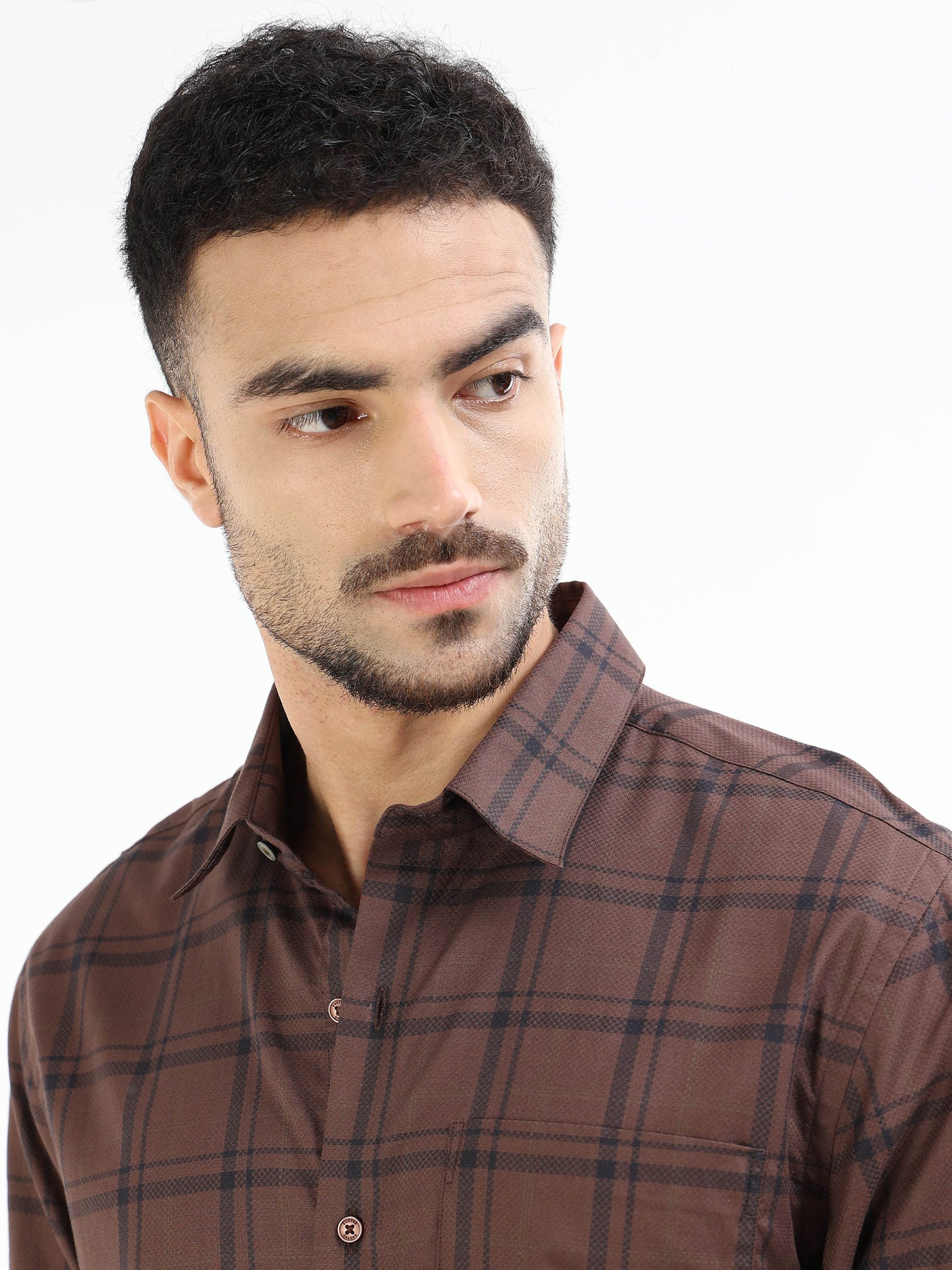 Heritage Plaid Check Full Sleeve Shirt - Brown - ENGYNE