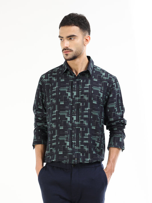 Men’s navy geometric shirt