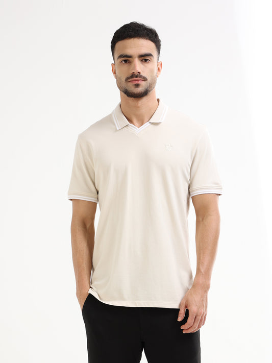 Men's beige polo t-shirt