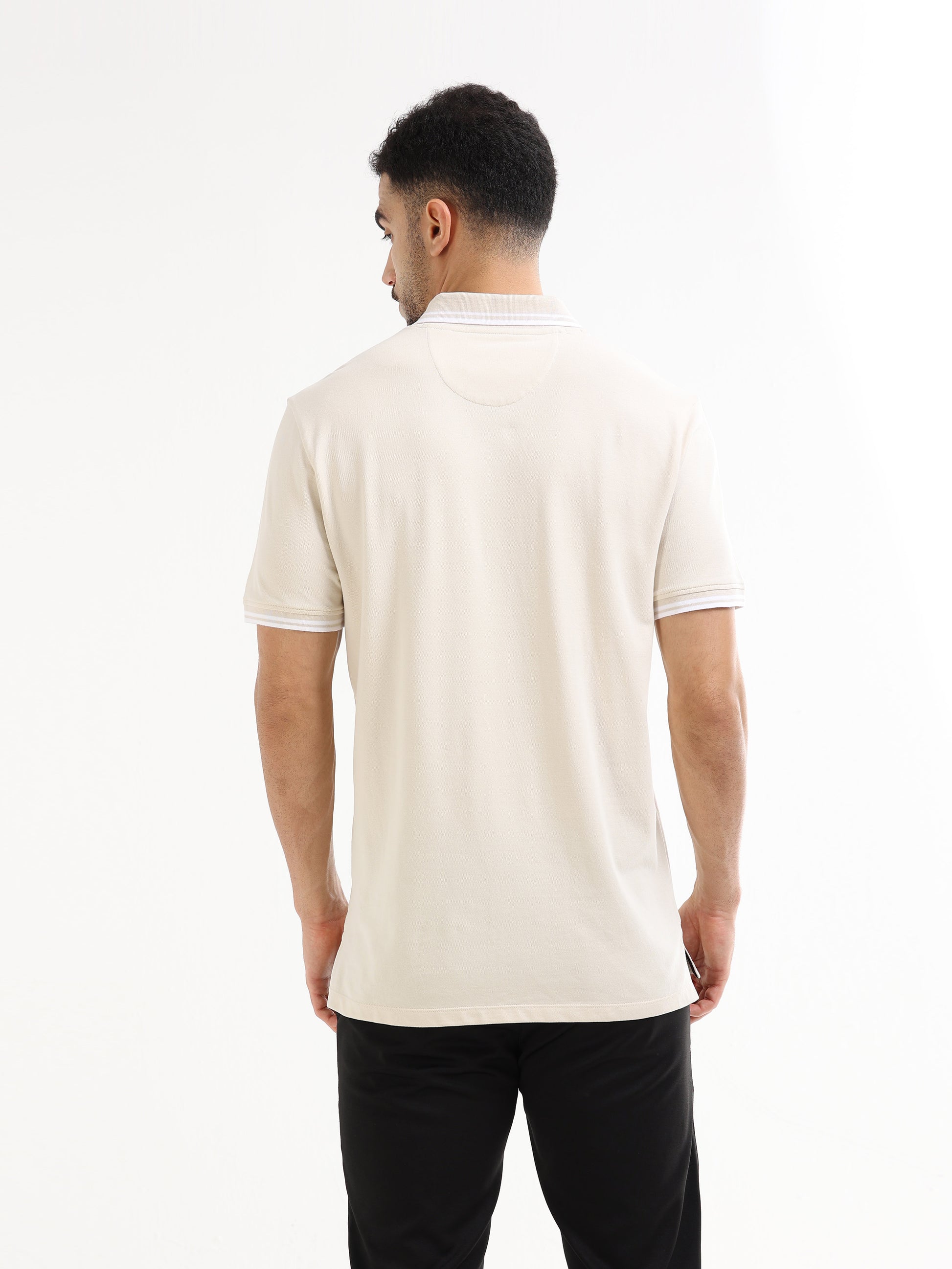 Men's beige polo t-shirt