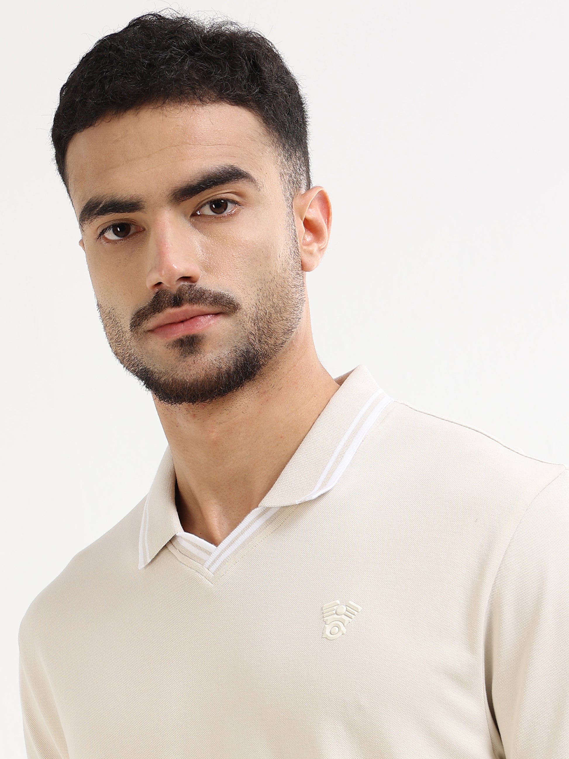 Men's beige polo t-shirt