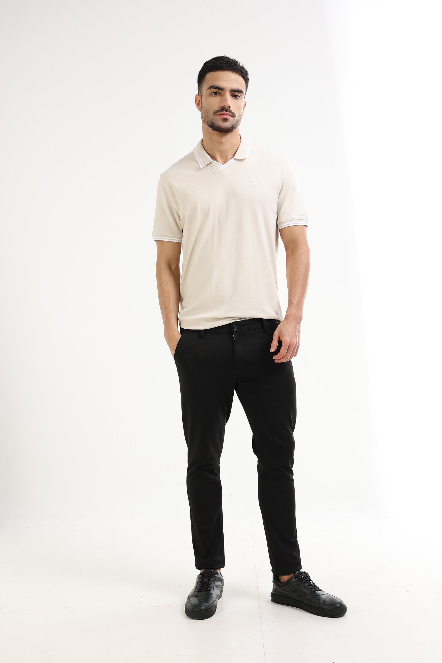 Men's beige polo t-shirt