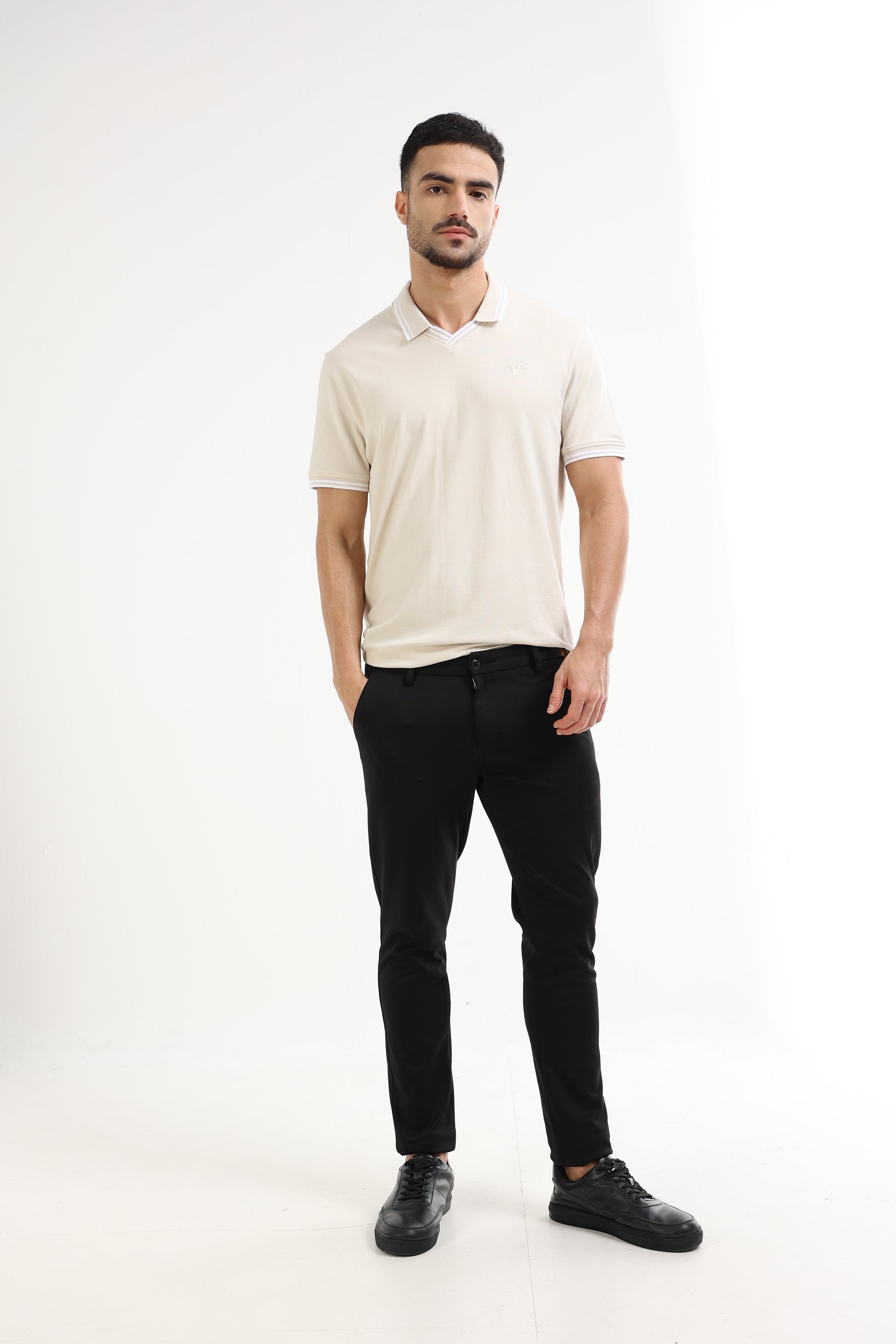 Men's beige polo t-shirt