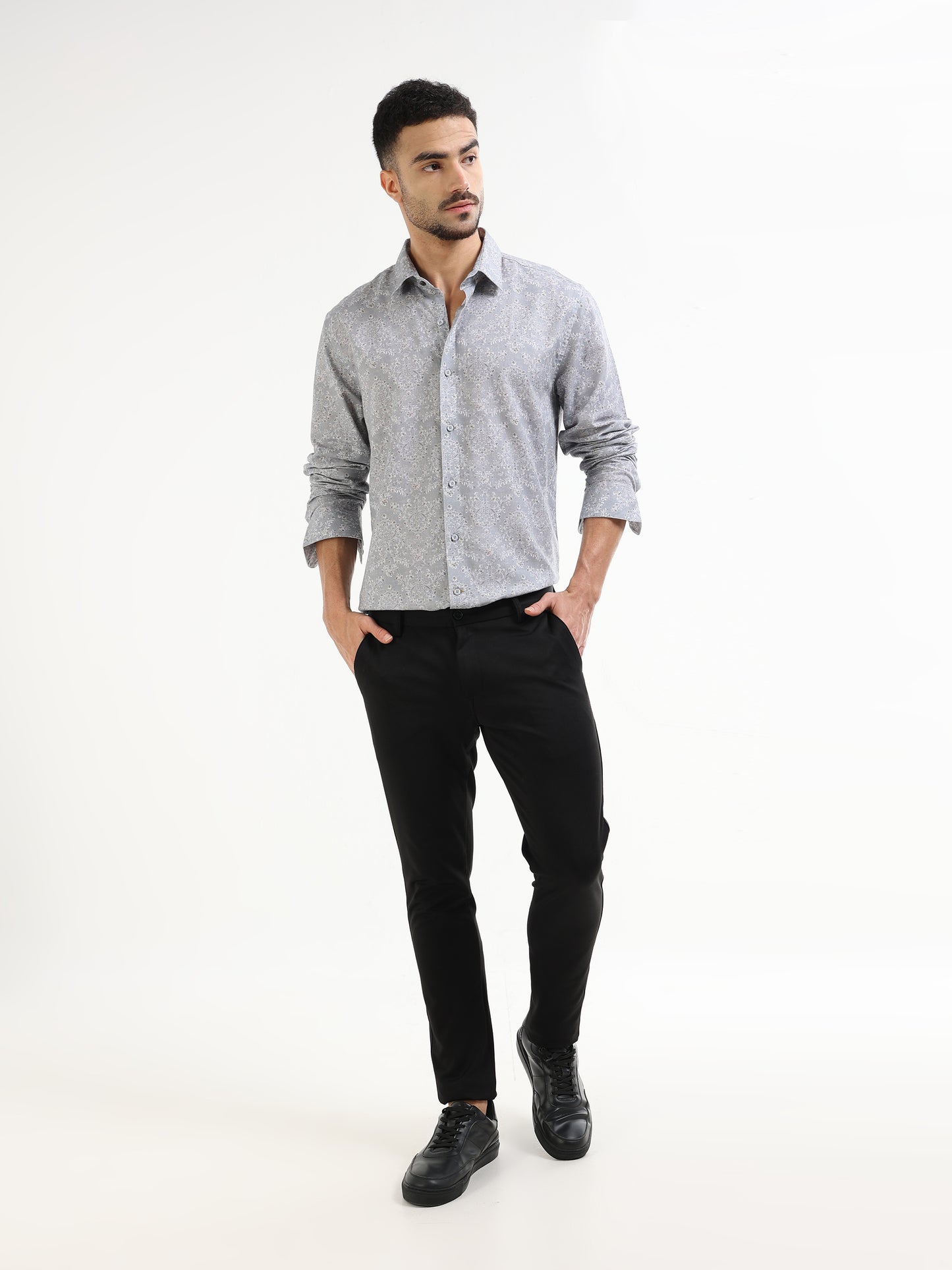 Men’s grey floral shirt