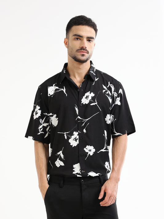 Men’s black floral shirt