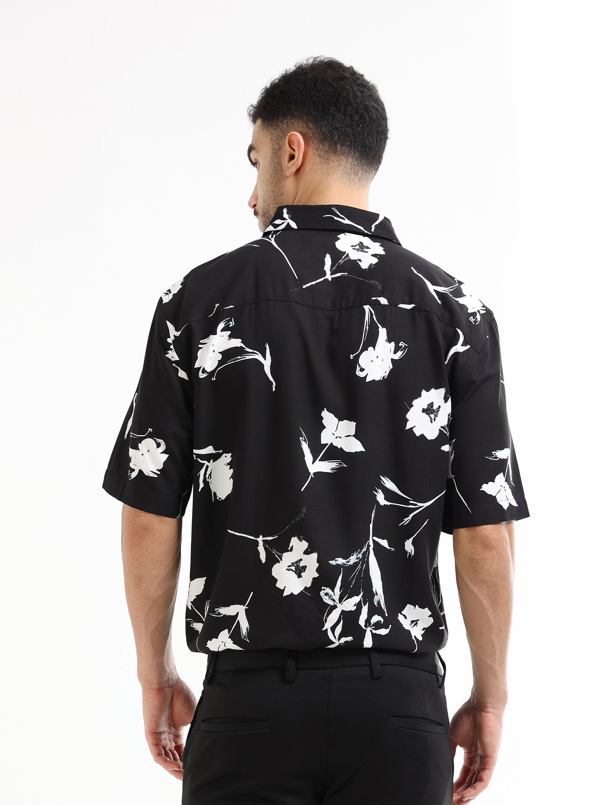 Men’s black floral shirt