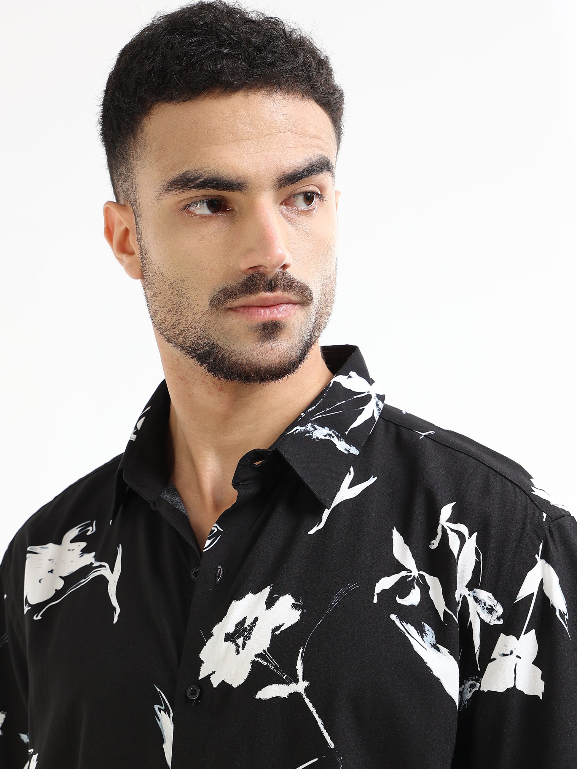 Men’s black floral shirt