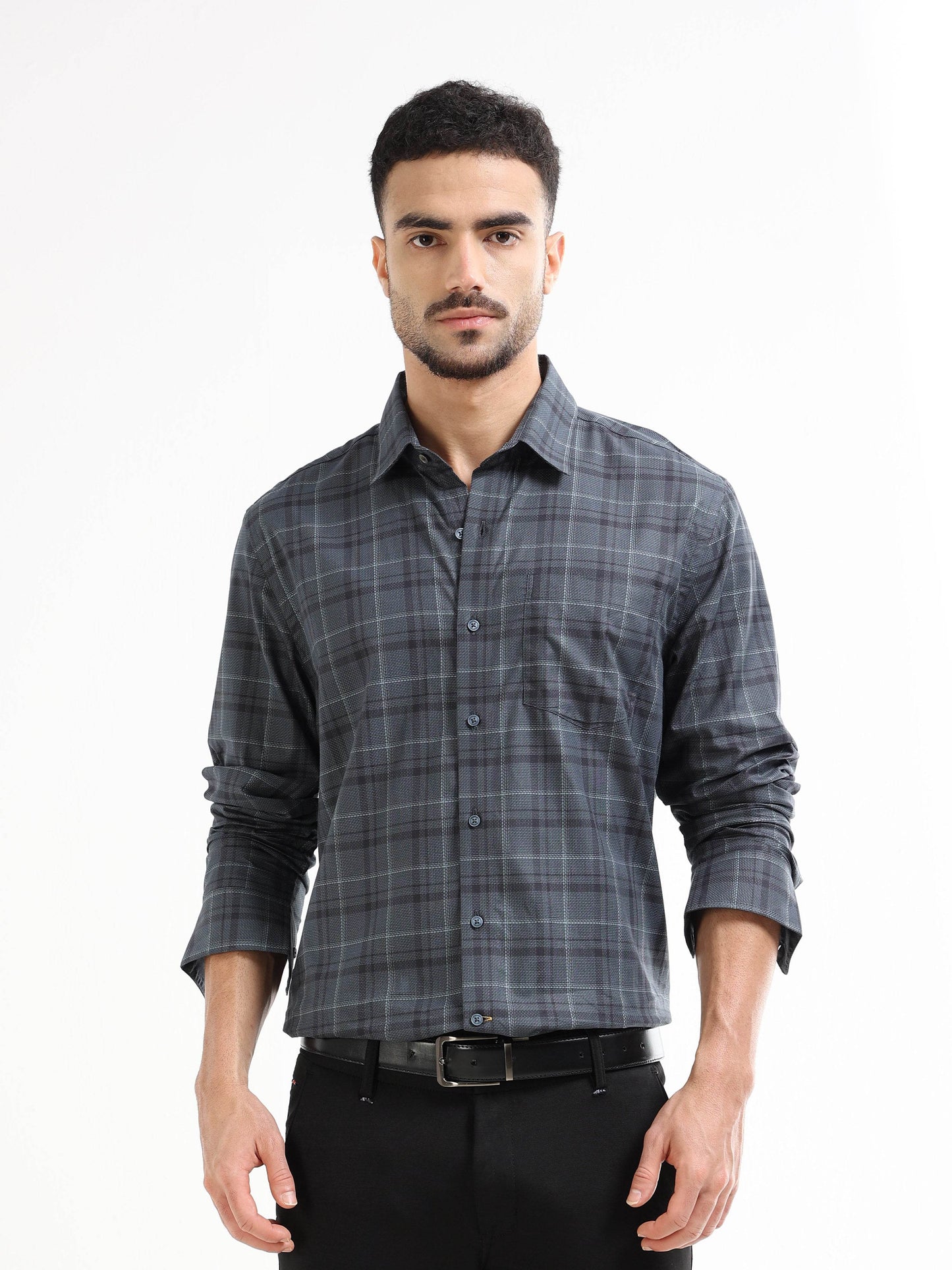 Heritage Plaid Check Full Sleeve Shirt - Dk Grey - ENGYNE